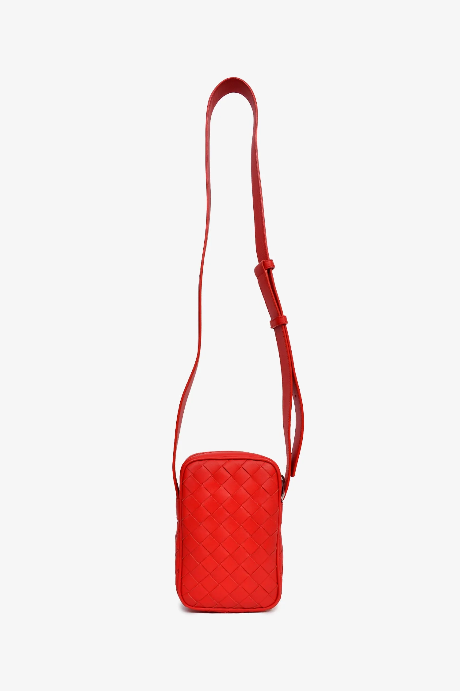 Bottega Veneta Red Leather Intrecciato Leather Phone Pouch - Image 7