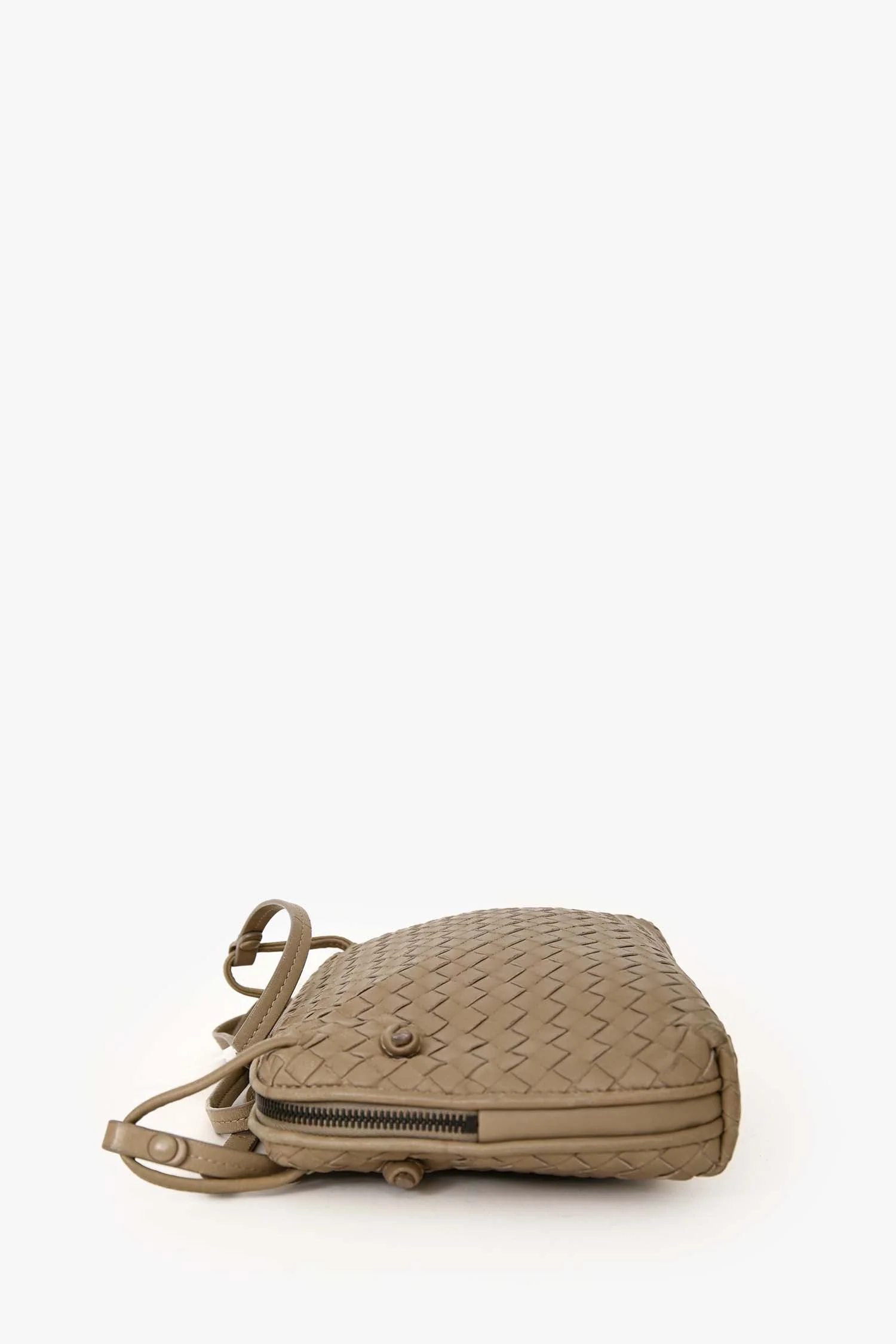 Bottega Veneta Taupe Leather Intrecciato Nodini Crossbody Bag - Image 2