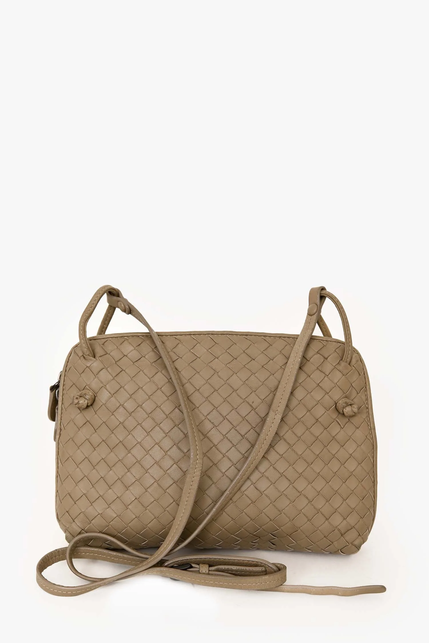 Bottega Veneta Taupe Leather Intrecciato Nodini Crossbody Bag - Image 3