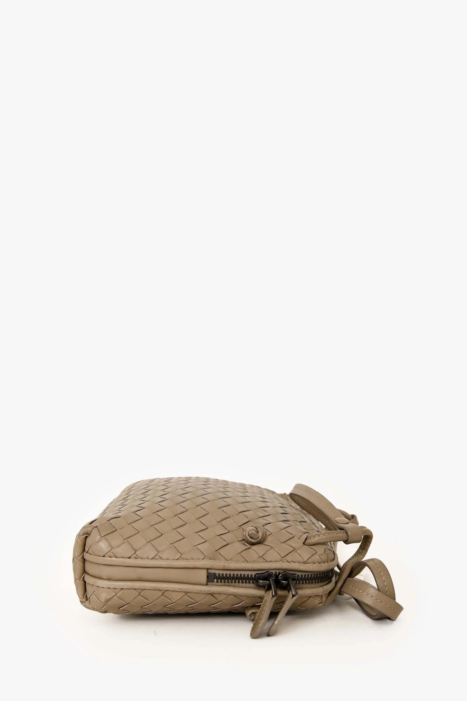 Bottega Veneta Taupe Leather Intrecciato Nodini Crossbody Bag - Image 4