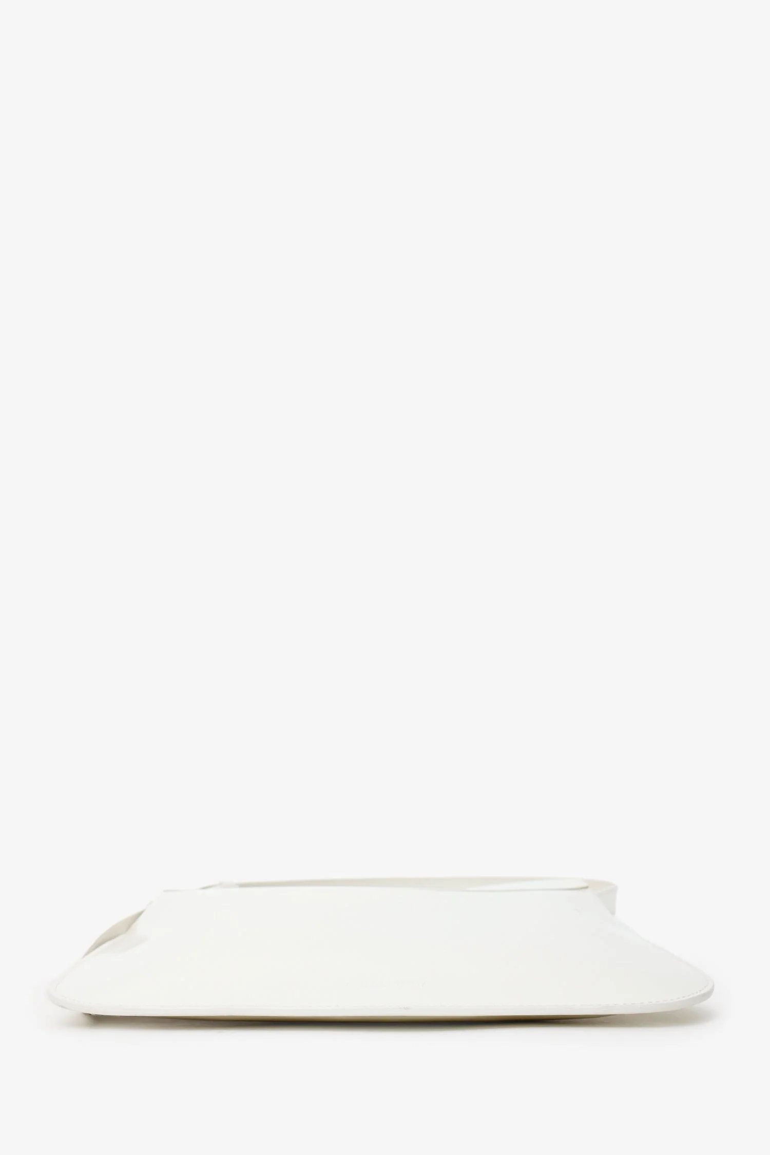 Bottega Veneta White Brushed Calfskin Flap Shoulder Bag With Green Metal Detail - Image 6
