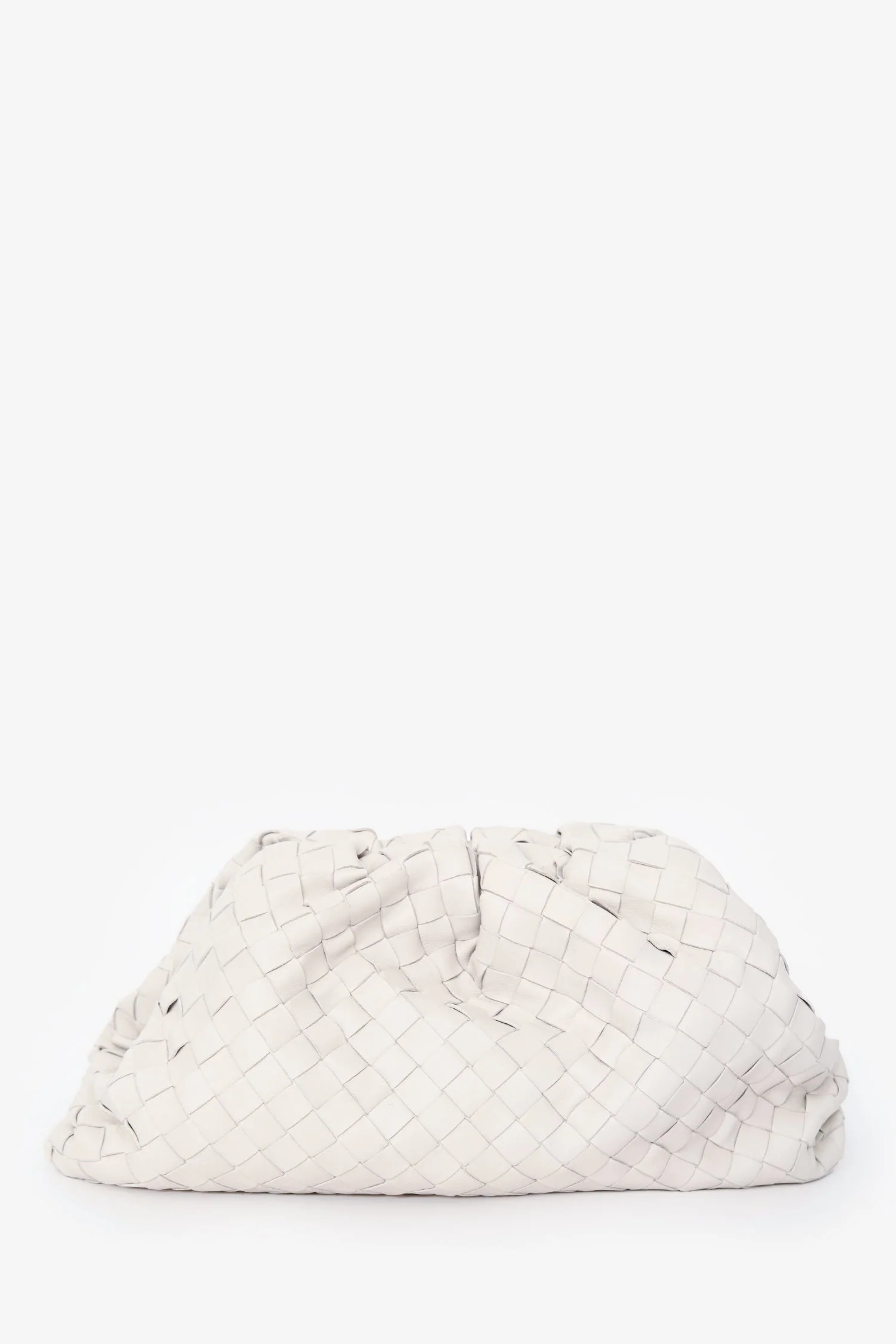 Bottega Veneta White Ecru Leather Intrecciato Large Classic Pouch - Image 2