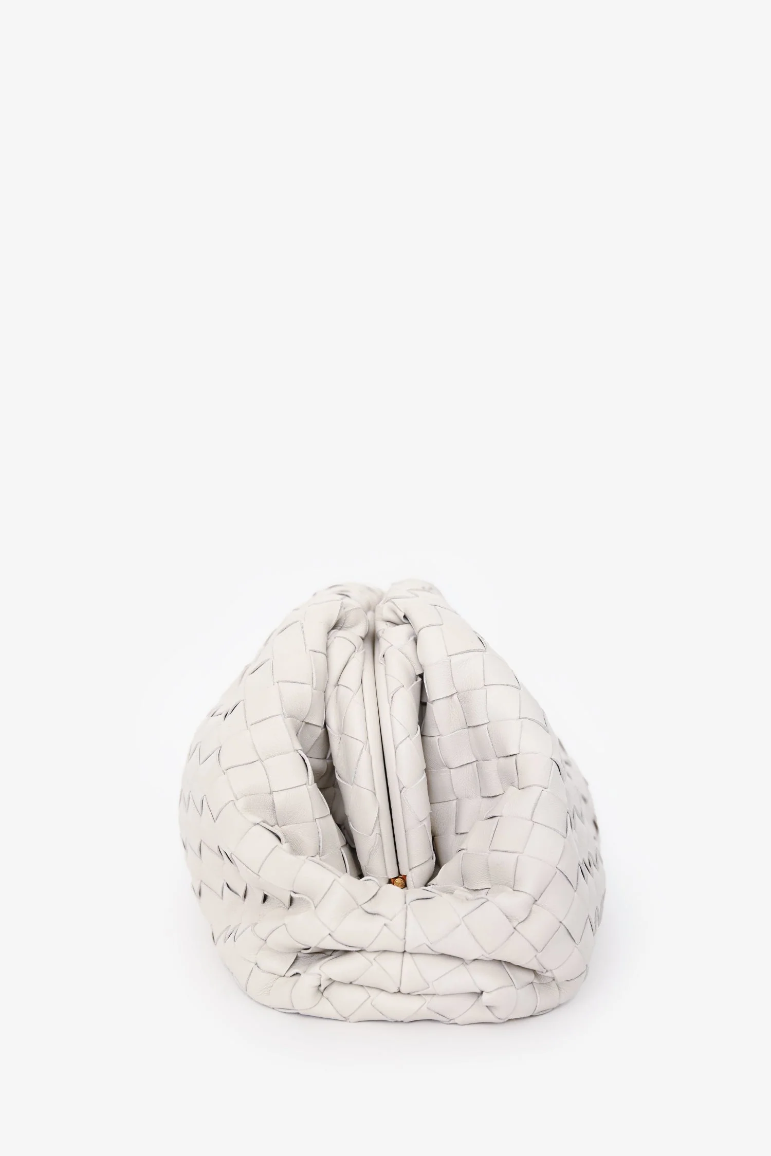 Bottega Veneta White Ecru Leather Intrecciato Large Classic Pouch - Image 3