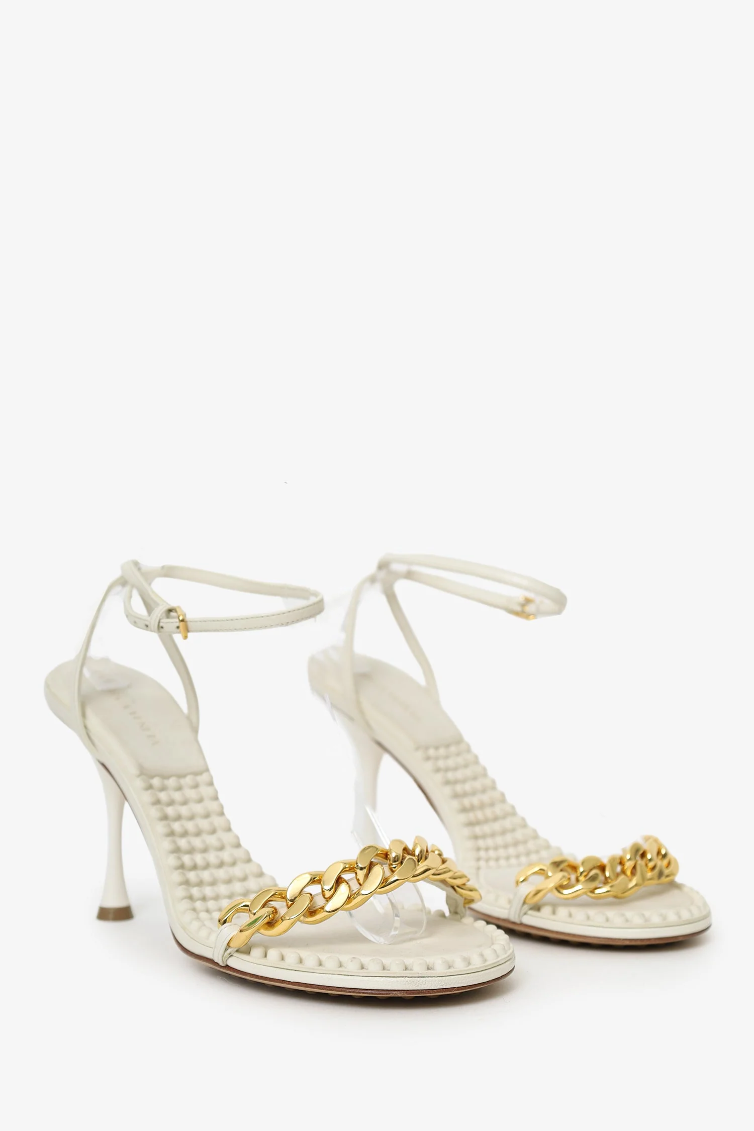 Bottega Veneta White/ Golde Chain Detail 'Dot' Heels Size 40 - Image 2