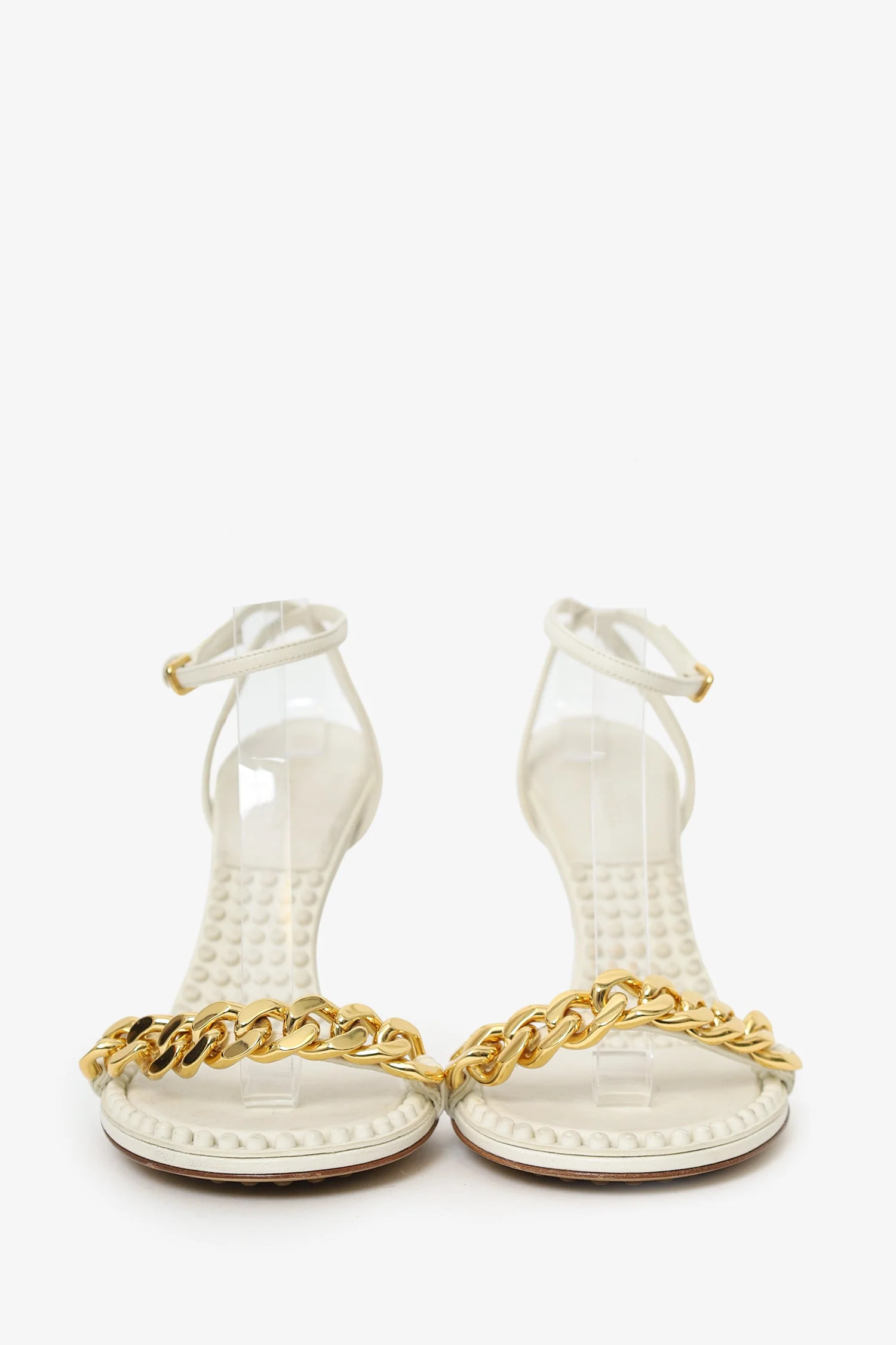 Bottega Veneta White/ Golde Chain Detail 'Dot' Heels Size 40 - Image 3