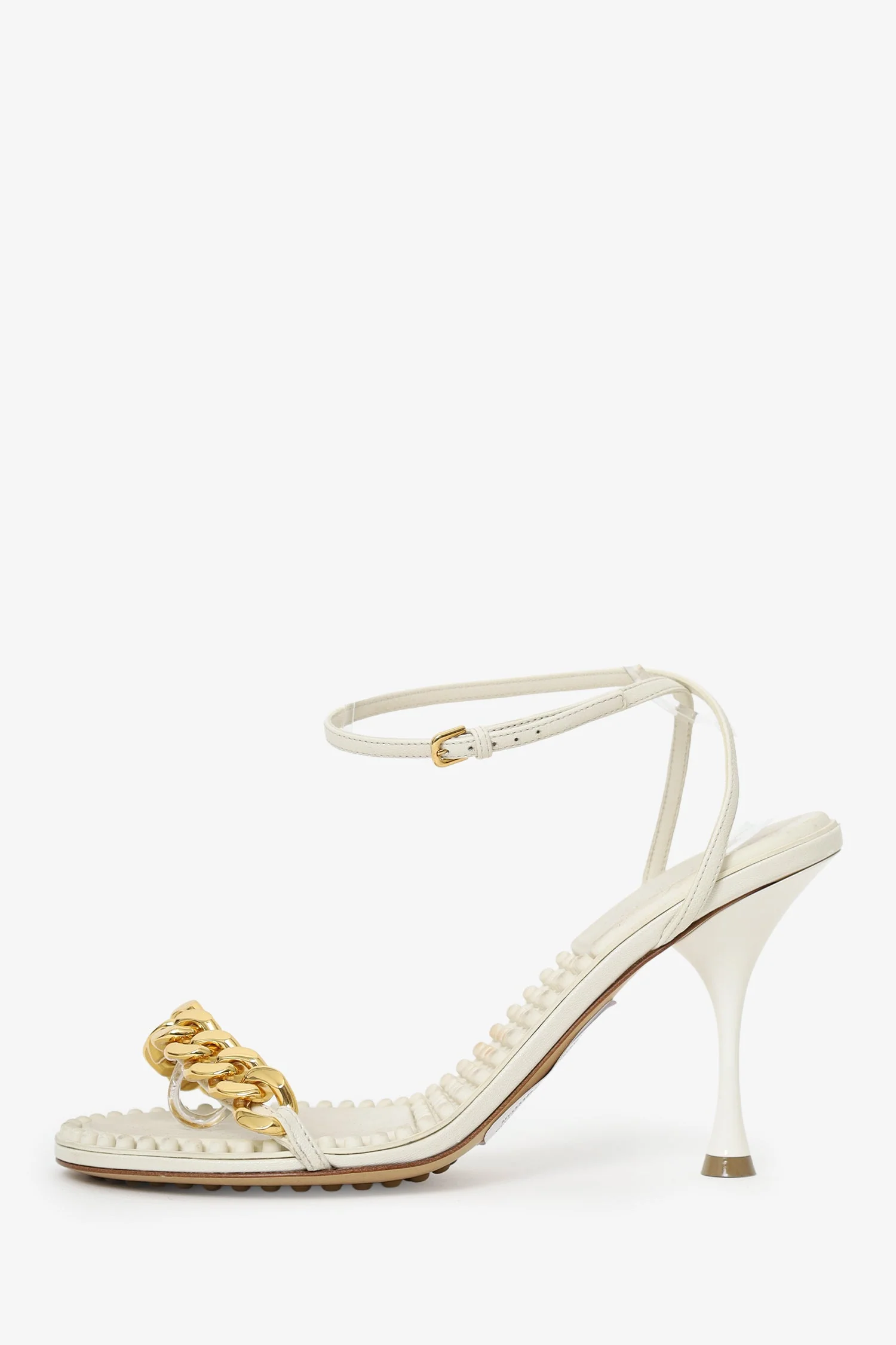 Bottega Veneta White/ Golde Chain Detail 'Dot' Heels Size 40 - Image 4