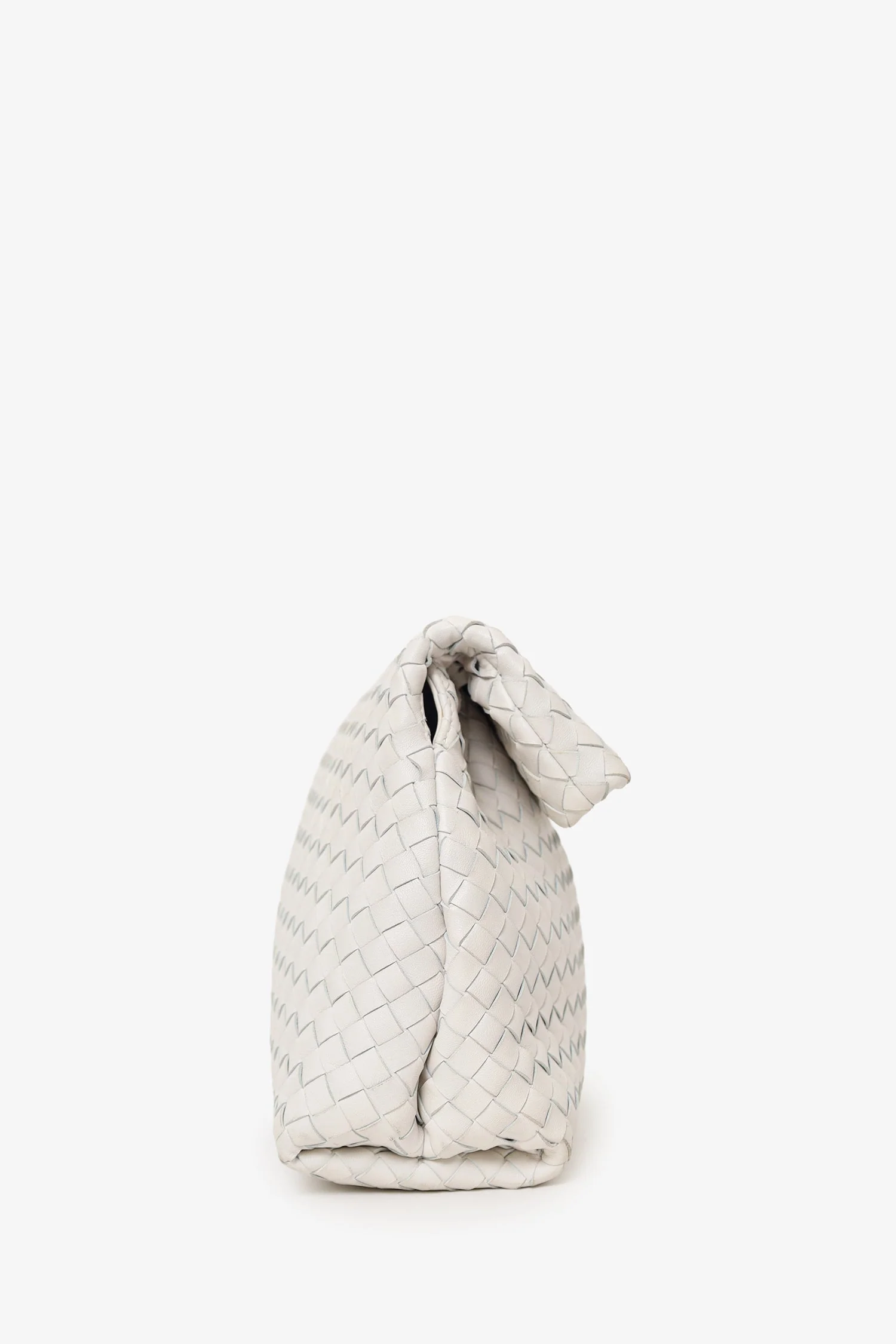 Bottega Veneta White Intrecciato Leather Fold Bag - Image 3