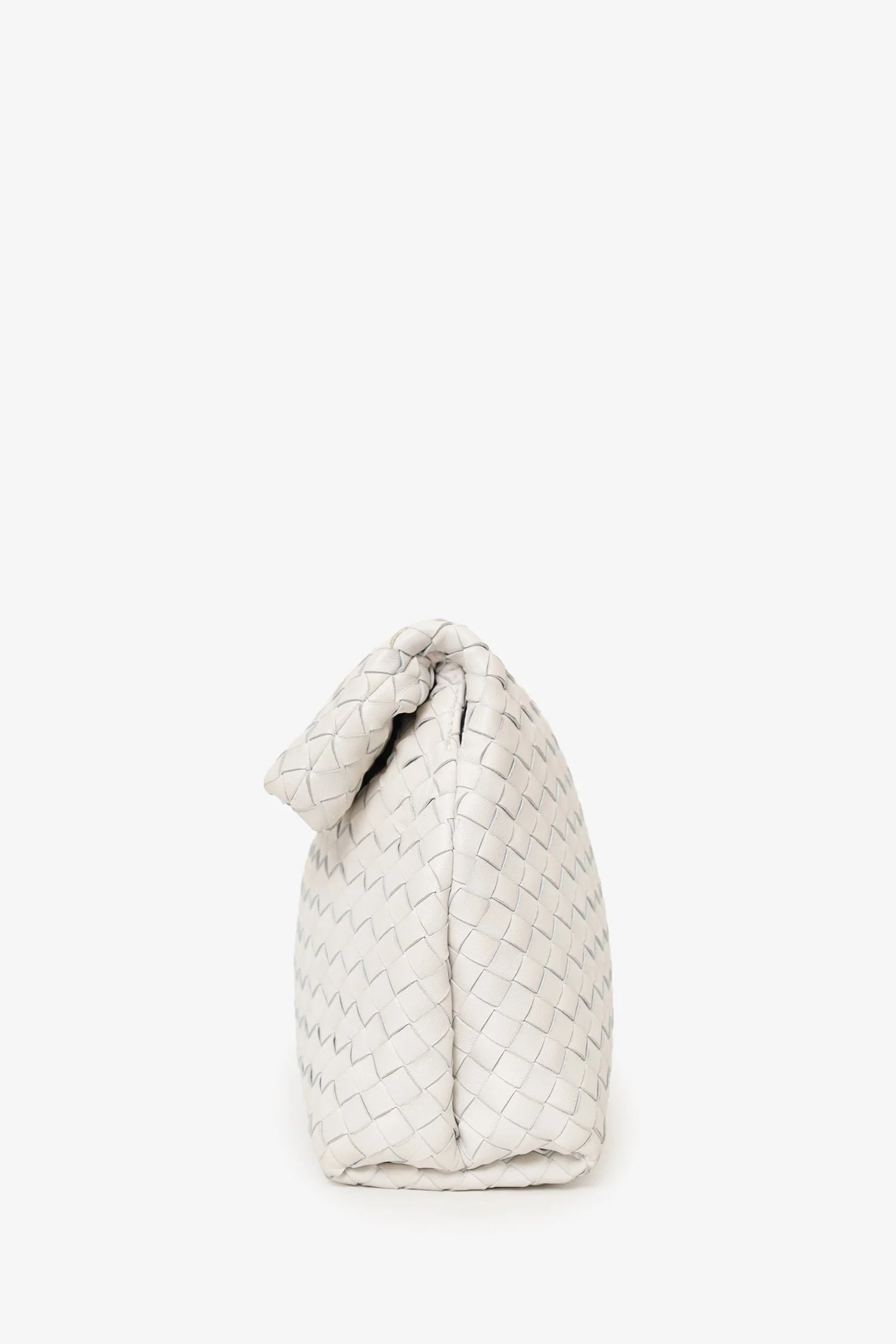 Bottega Veneta White Intrecciato Leather Fold Bag - Image 4