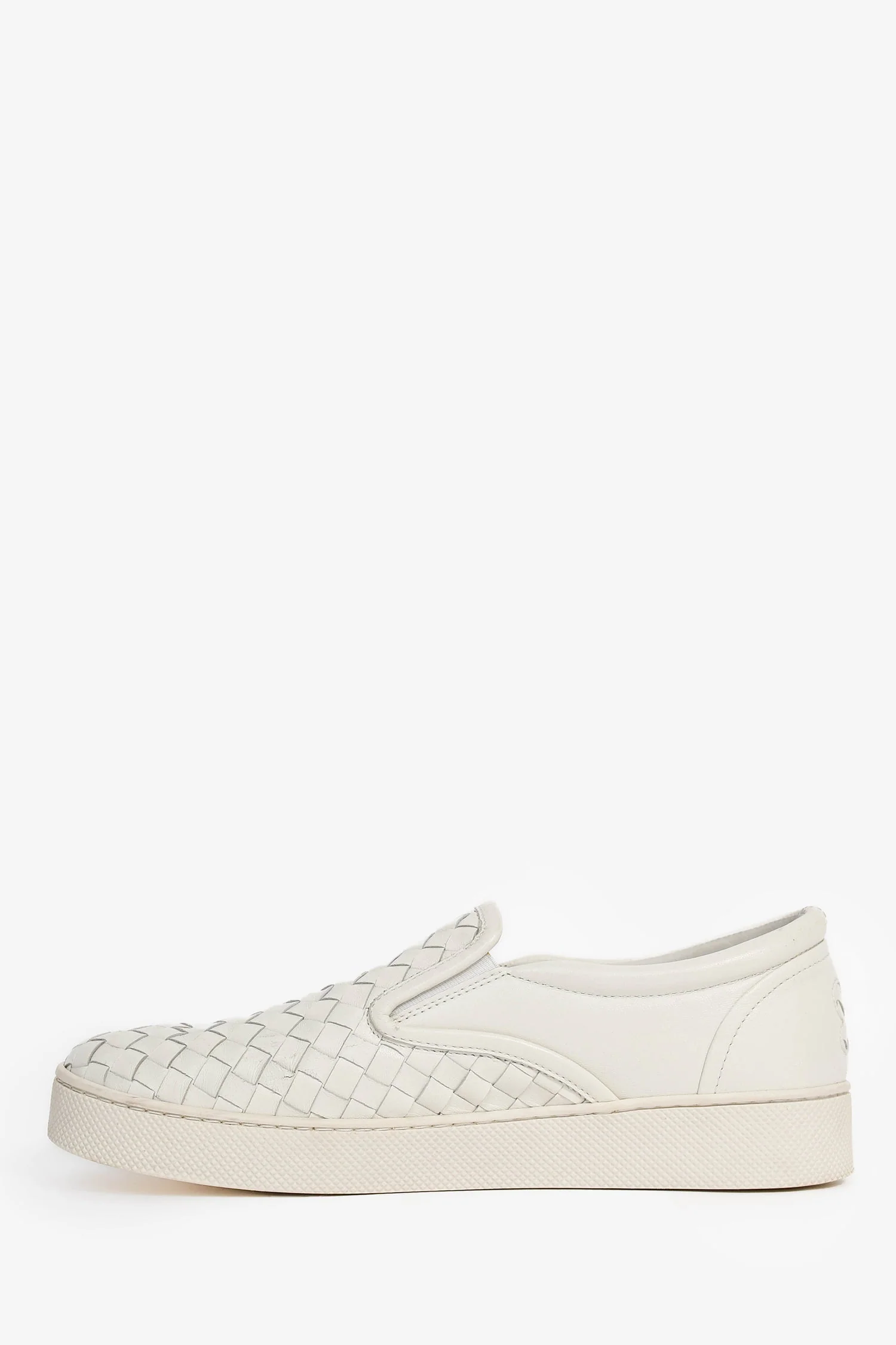Bottega Veneta White Intrecciato Leather Slip-On Shoes Size 37.5 - Image 4