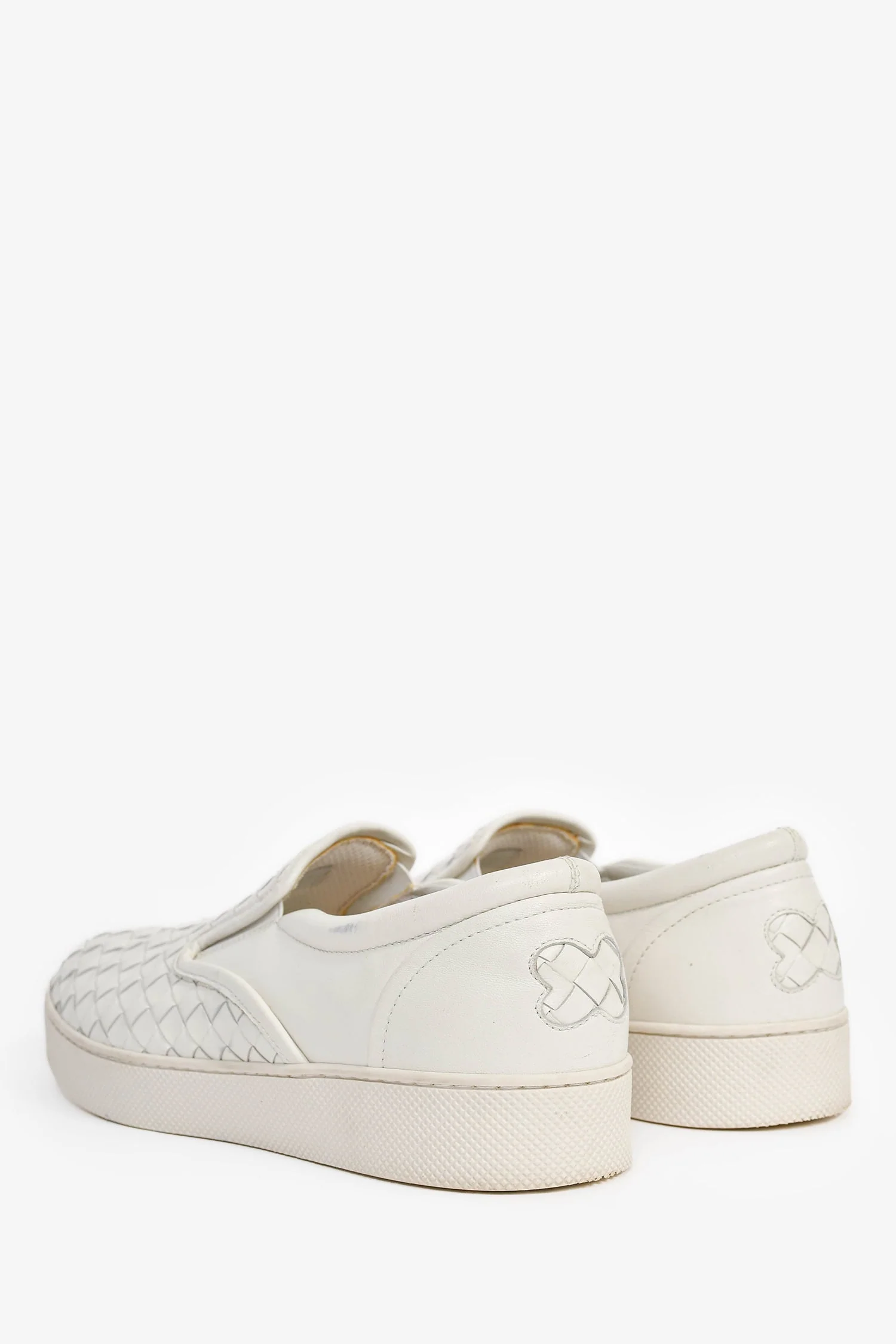 Bottega Veneta White Intrecciato Leather Slip-On Shoes Size 37.5 - Image 5