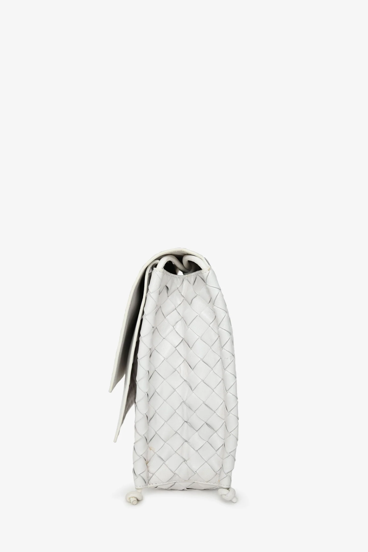 Bottega Veneta White Leather Intrecciato Crossbody - Image 4