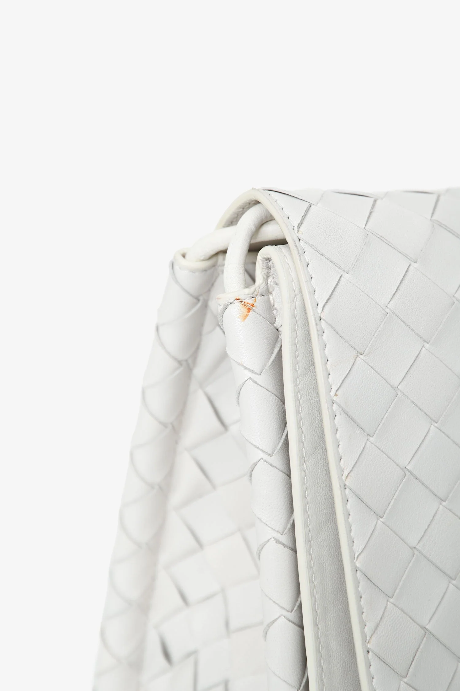 Bottega Veneta White Leather Intrecciato Crossbody - Image 8