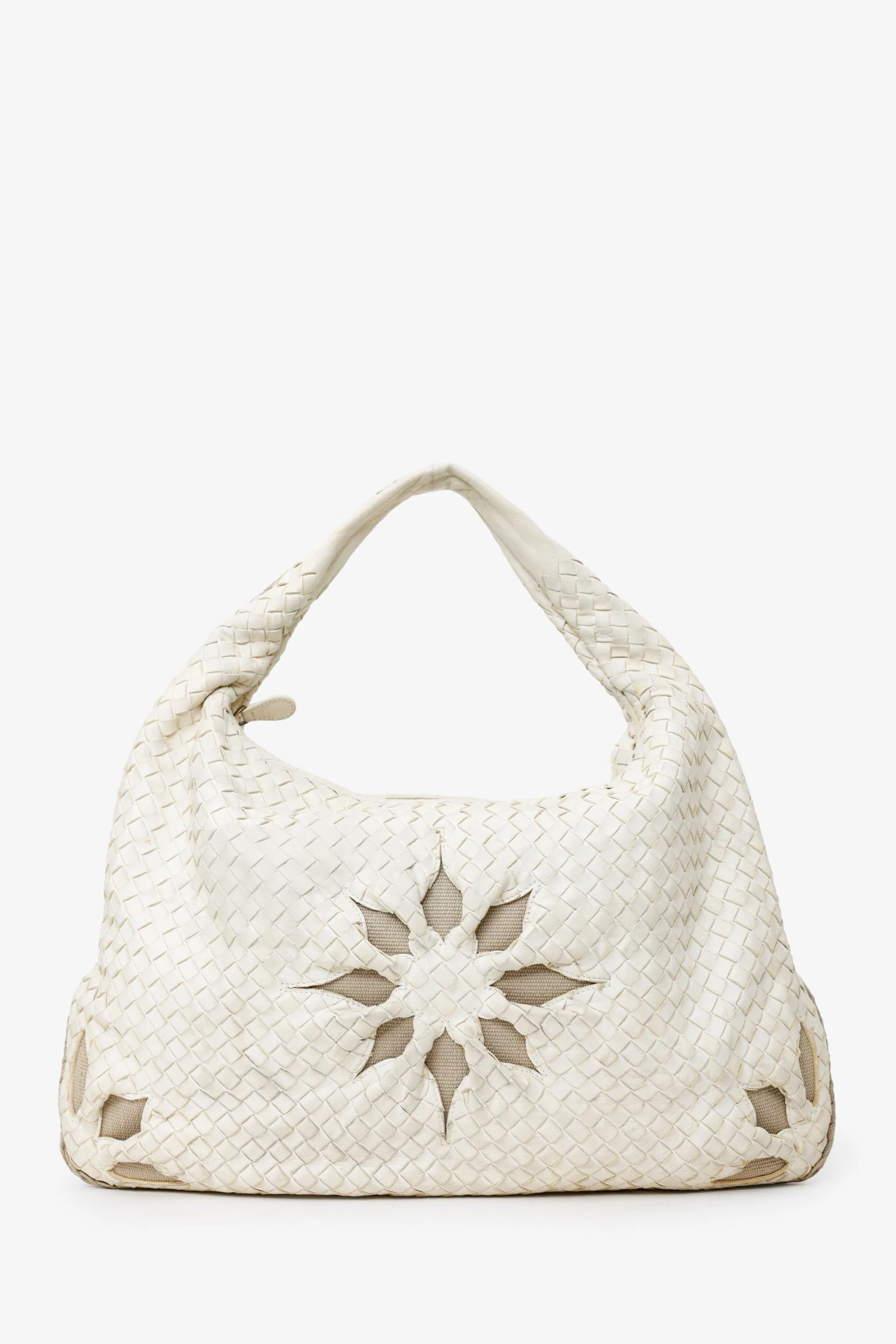 Bottega Veneta White Nappa Intrecciato Flower Large Hobo - Image 2