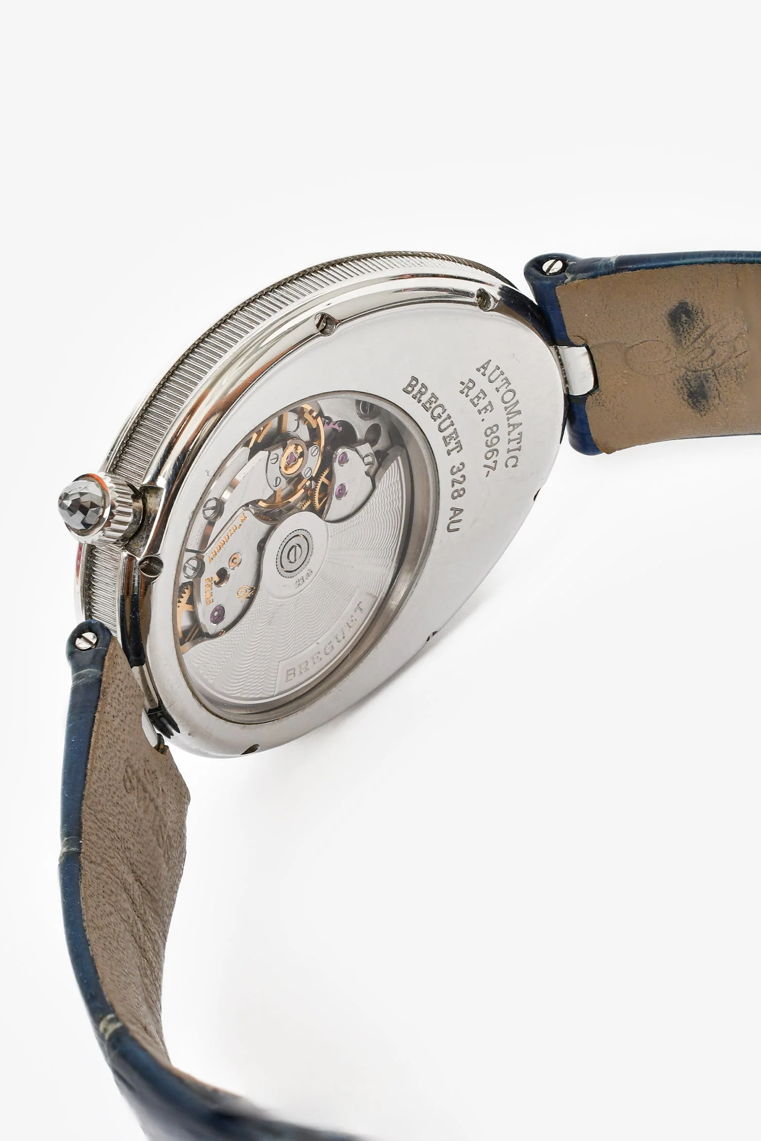 Breguet Stainless Steel Blue Alligator 'Reine de Naples 8967' Mother Of Pearl Watch - Image 3
