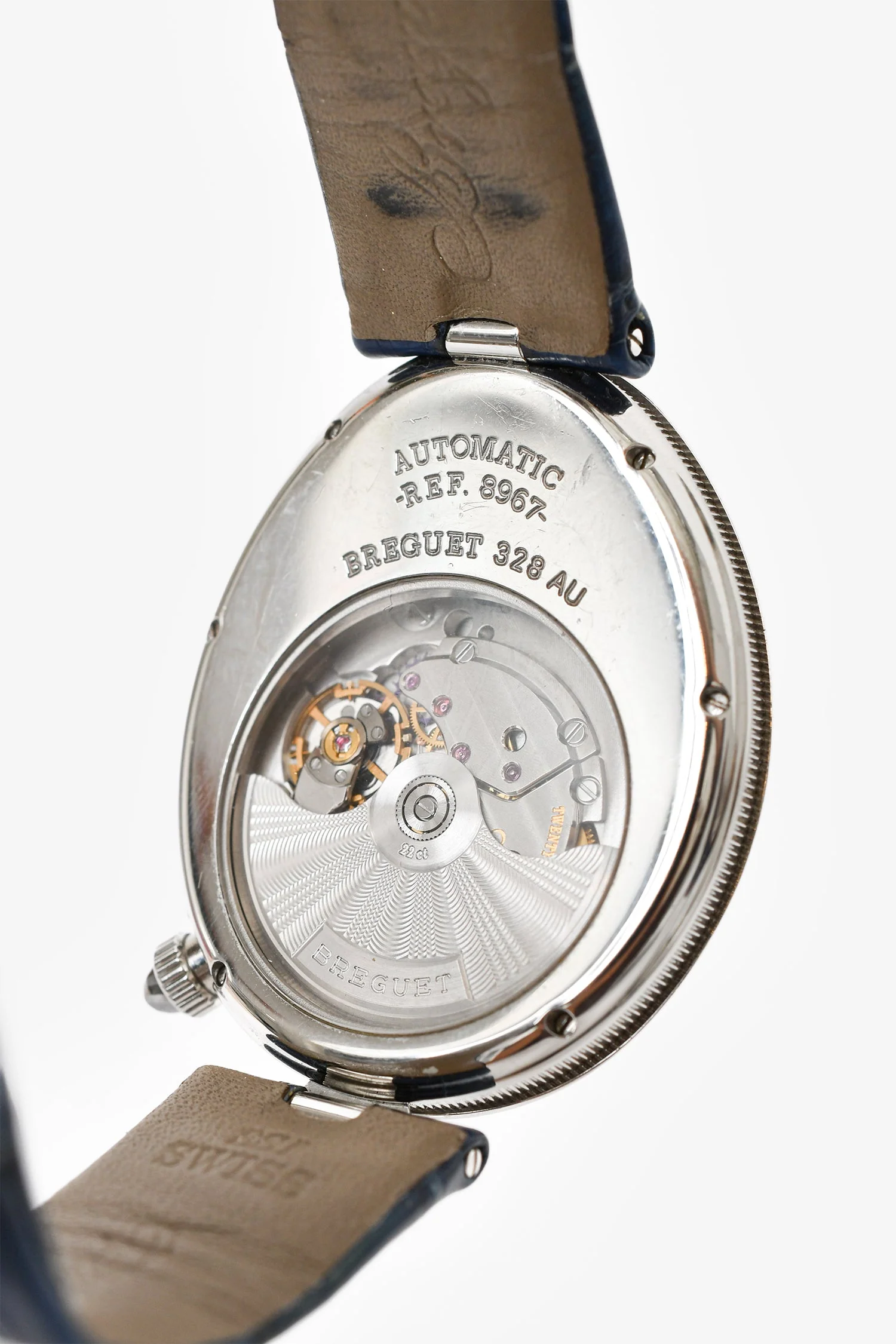 Breguet Stainless Steel Blue Alligator 'Reine de Naples 8967' Mother Of Pearl Watch - Image 4