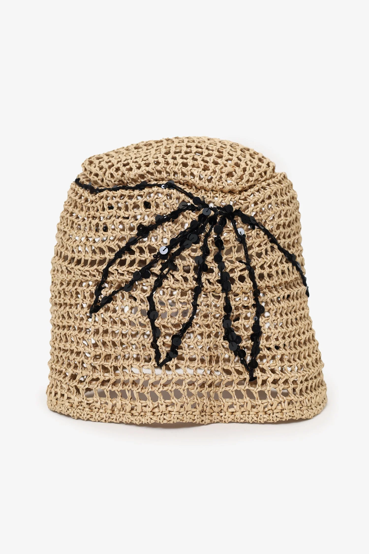 Brunello Cucinelli Beige Raffia Sequin Bucket Hat Size M - Image 2