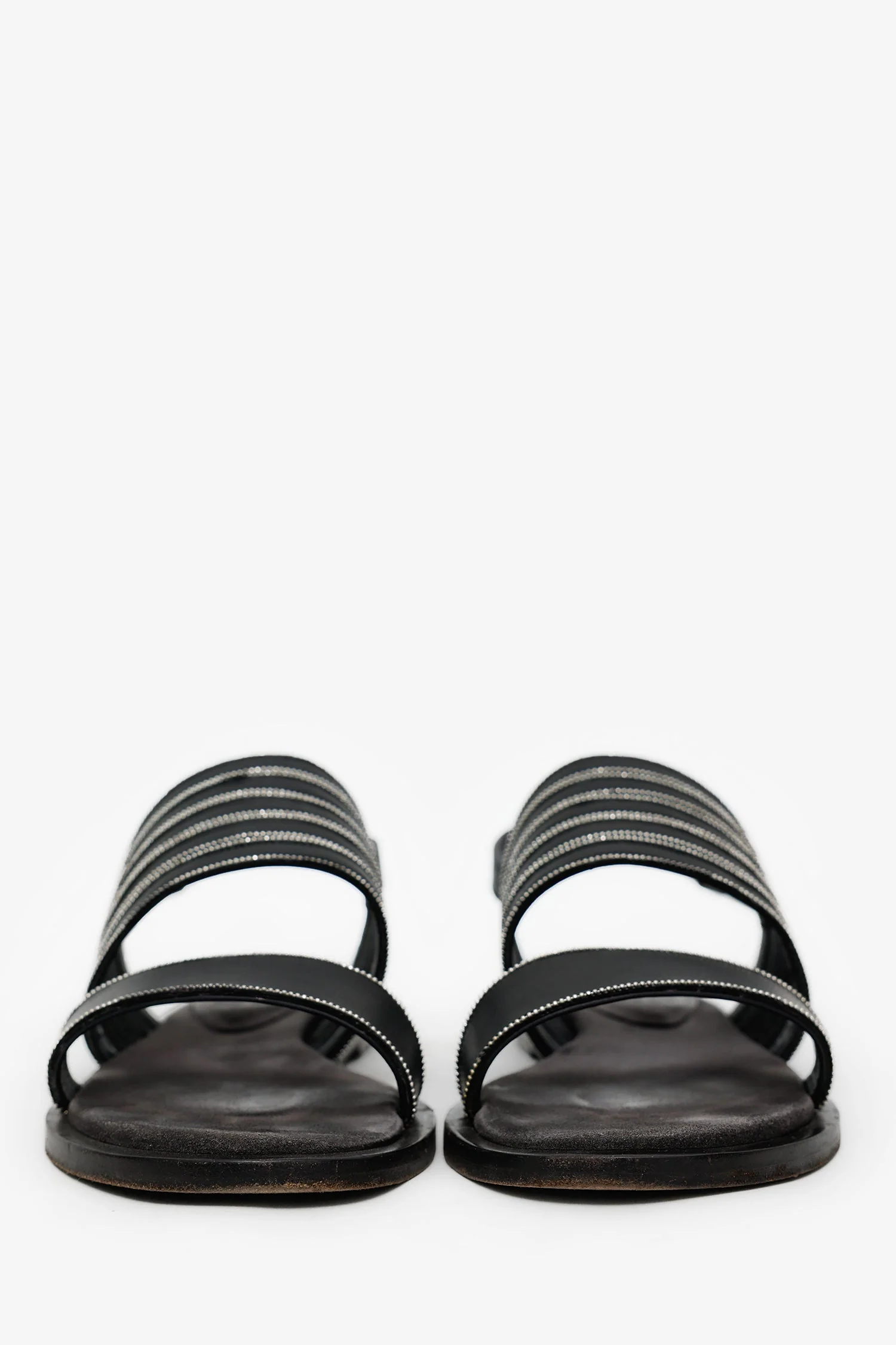Brunello Cucinelli Black Leather Monili Sandals Size 36.5 - Image 3