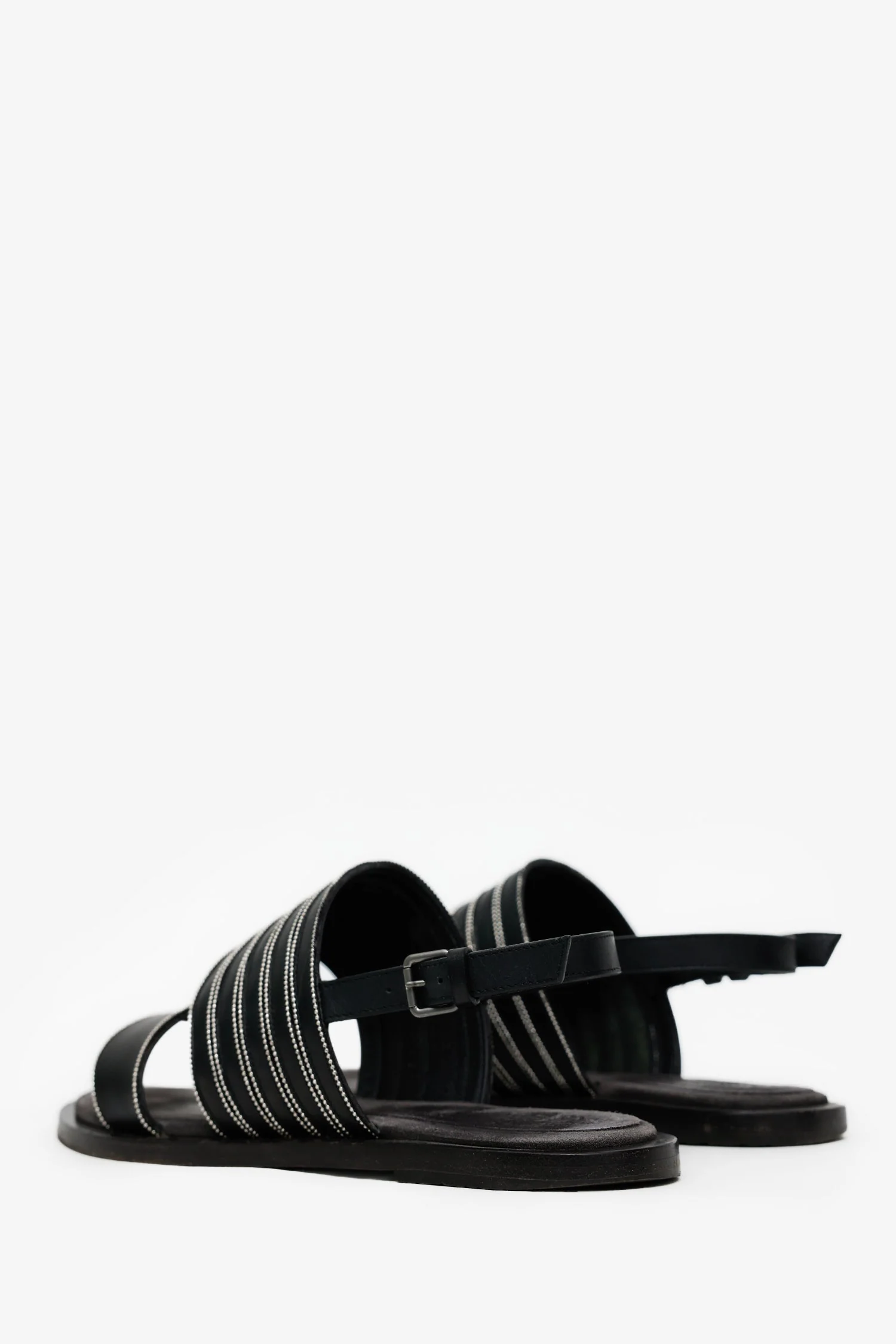 Brunello Cucinelli Black Leather Monili Sandals Size 36.5 - Image 4