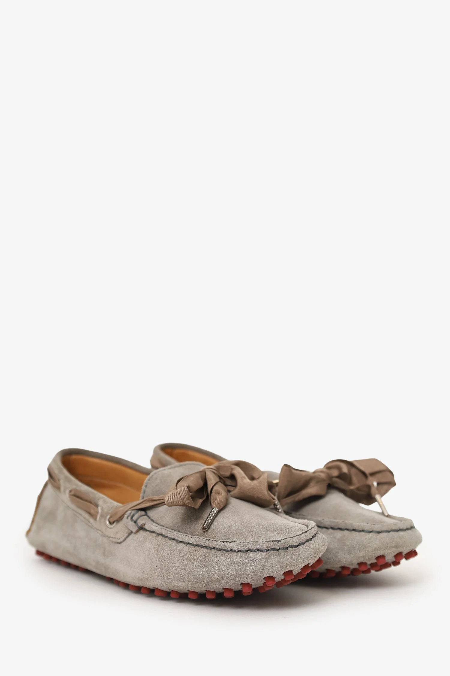 Brunello Cucinelli Brown Suede Ribbon Detail Drivers Estimated Size 37 - Image 2
