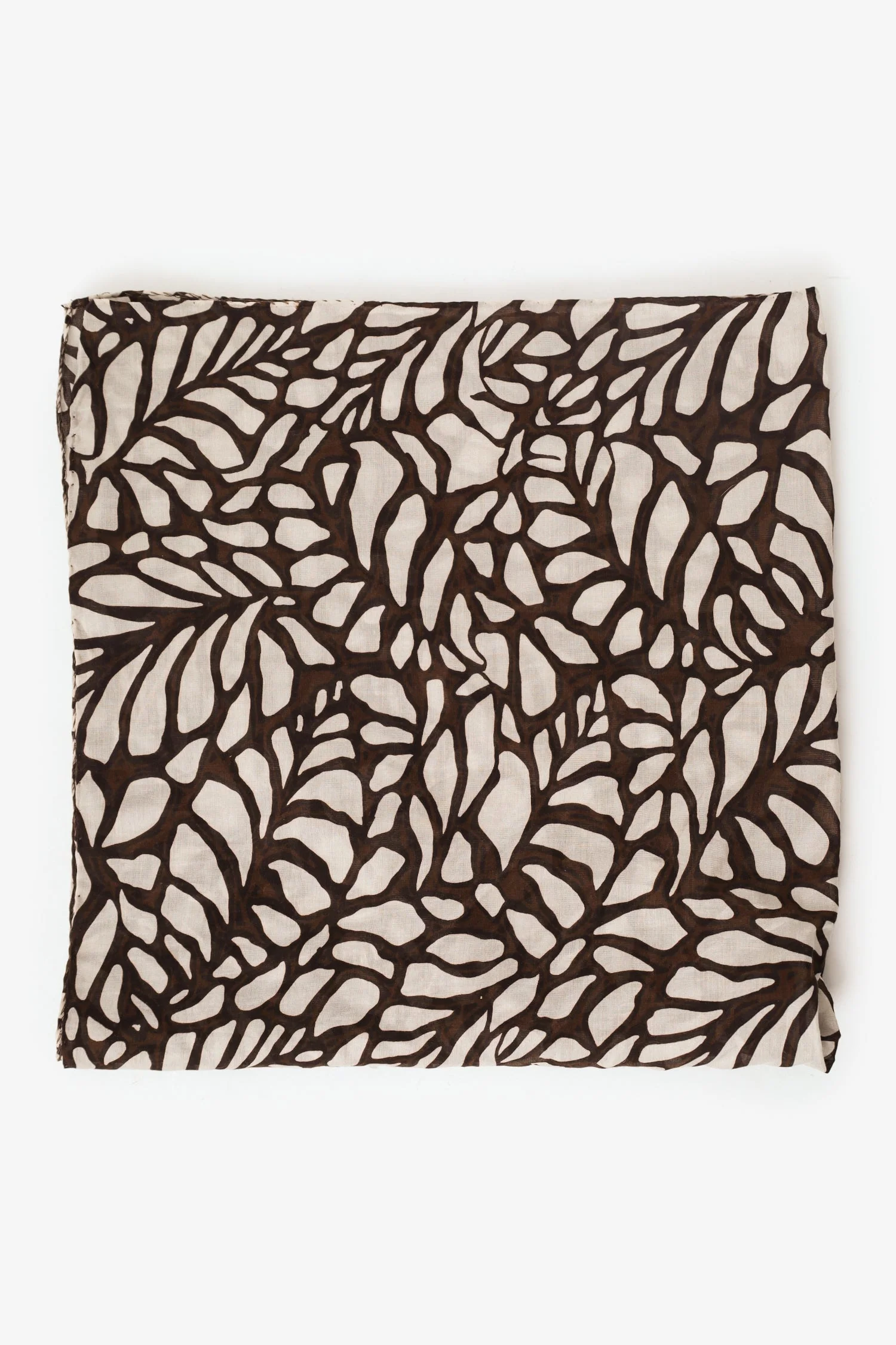 Brunello Cucinelli Brown/White Cotton/Silk Patterned Scarf - Image 2