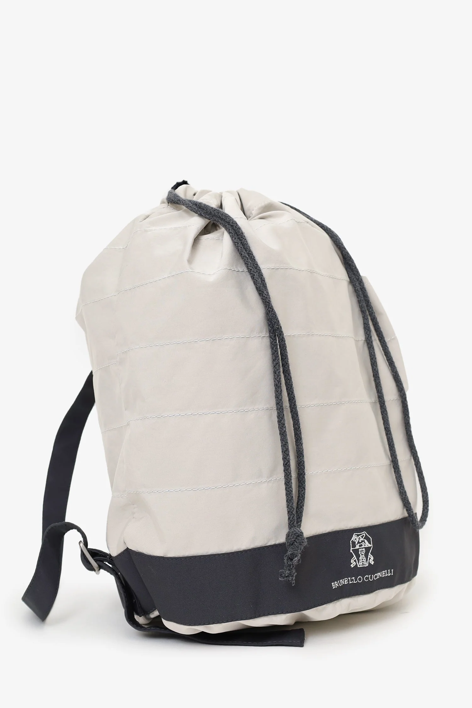 Brunello Cucinelli Grey Nylon Drawstring Backpack - Image 2