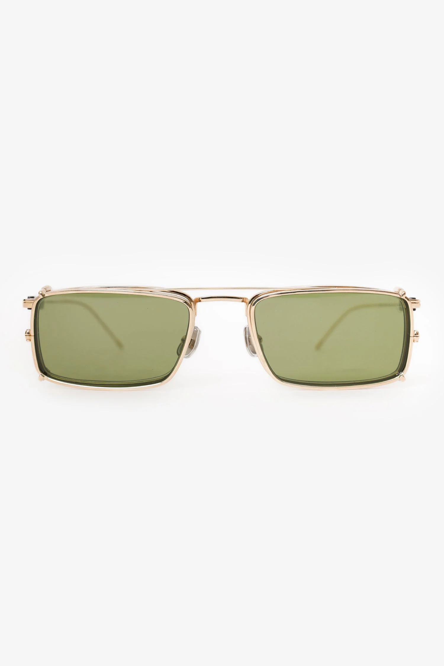 Brunello Cucinelli Titanium and Horn Frame Glasses With Clip-on Sun Lens - Image 2