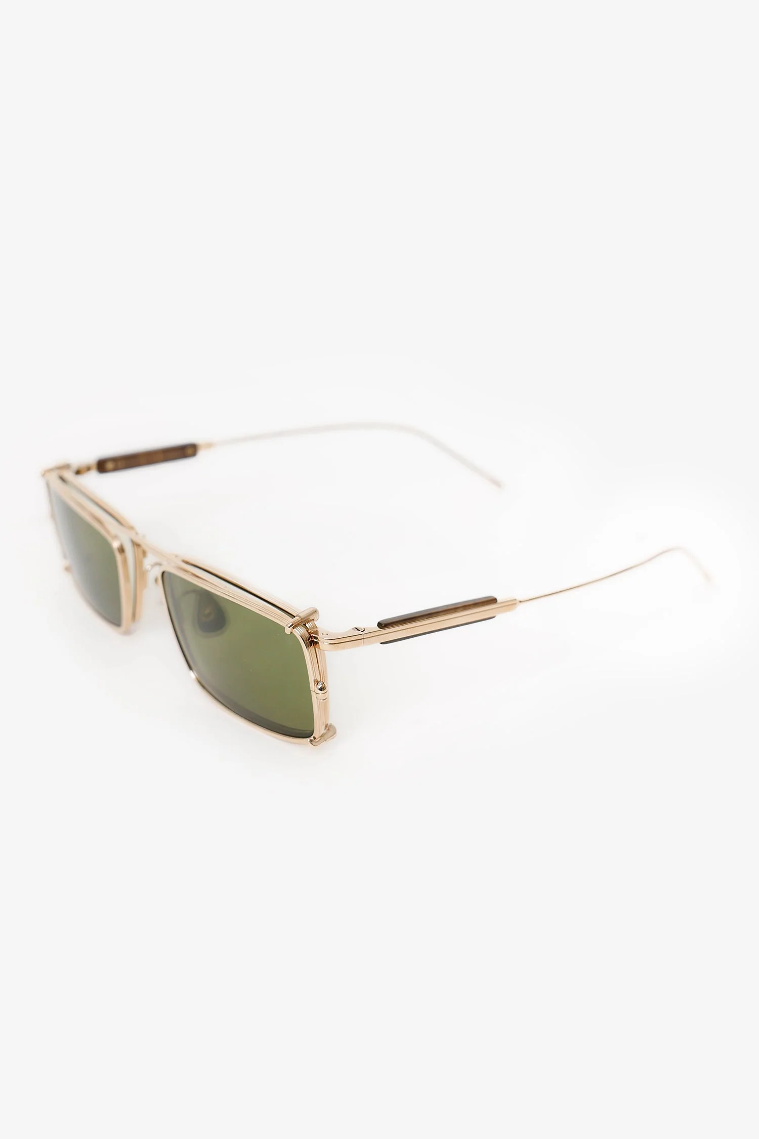 Brunello Cucinelli Titanium and Horn Frame Glasses With Clip-on Sun Lens - Image 3