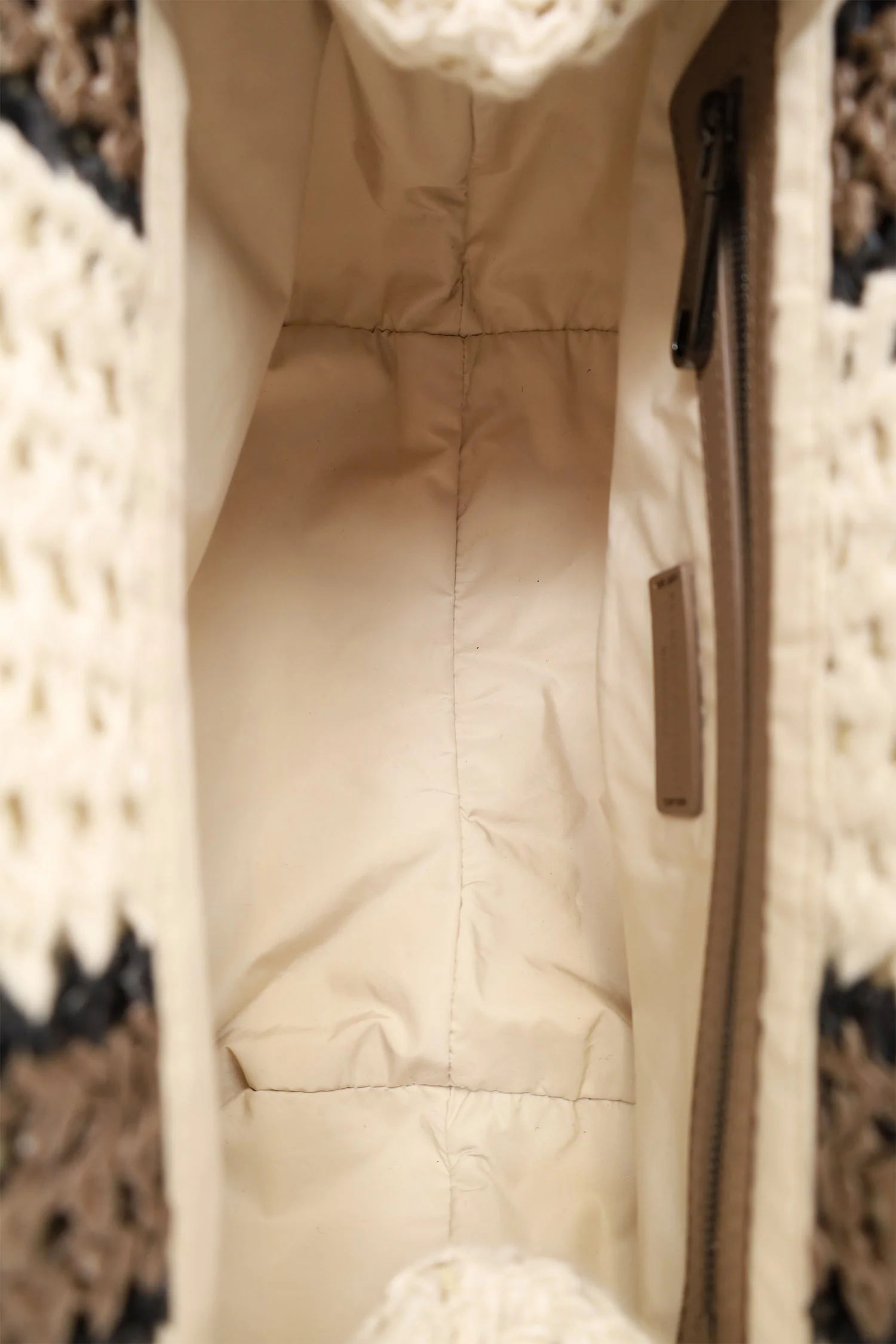 Brunello Cucinelli White/Brown/Black Small Crochet Regimental Straw Effect Pouch with Strap - Image 8