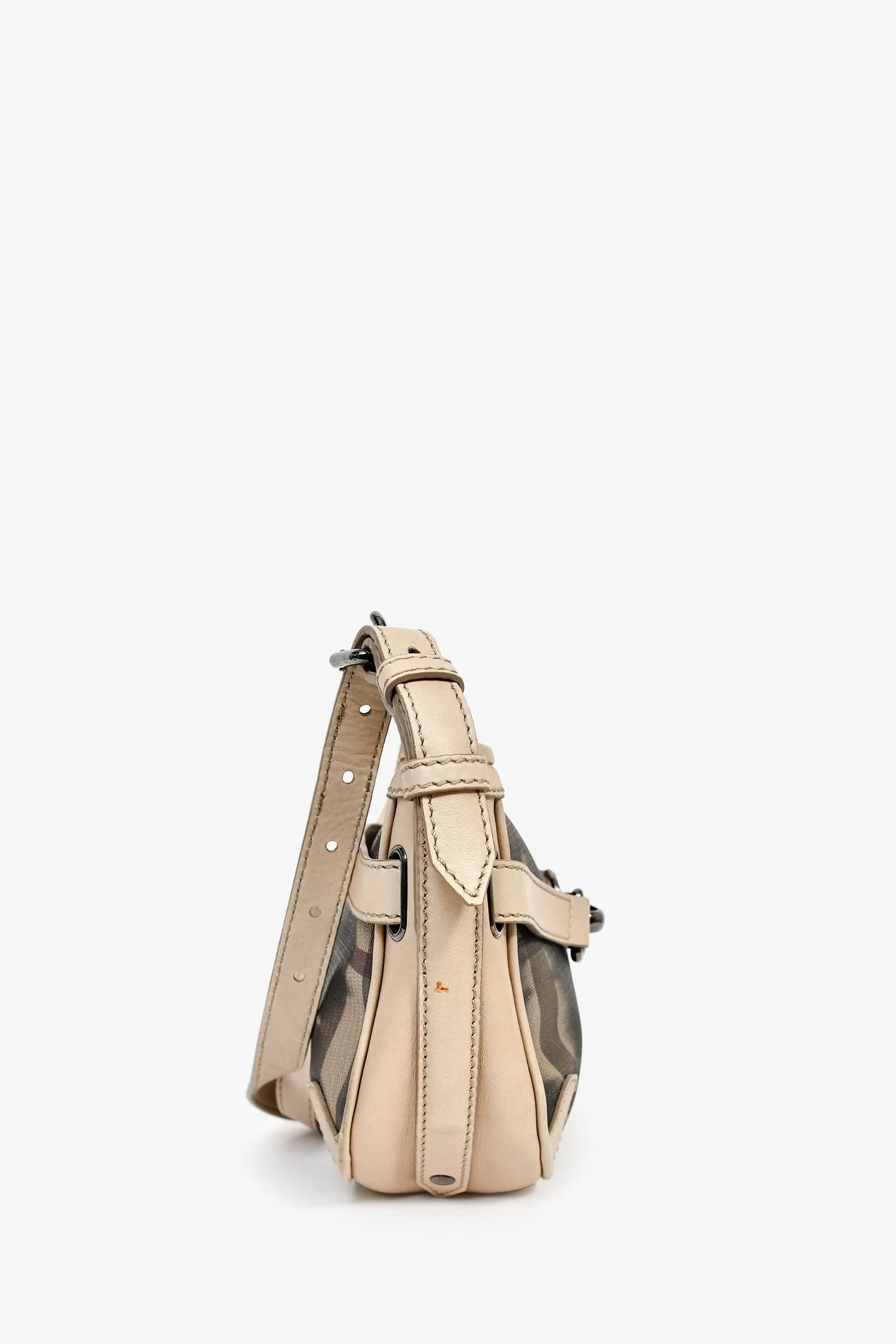 Burberry Beige/Black Leather/Canvas 'Rocking Horse' Shoulder Bag - Image 3