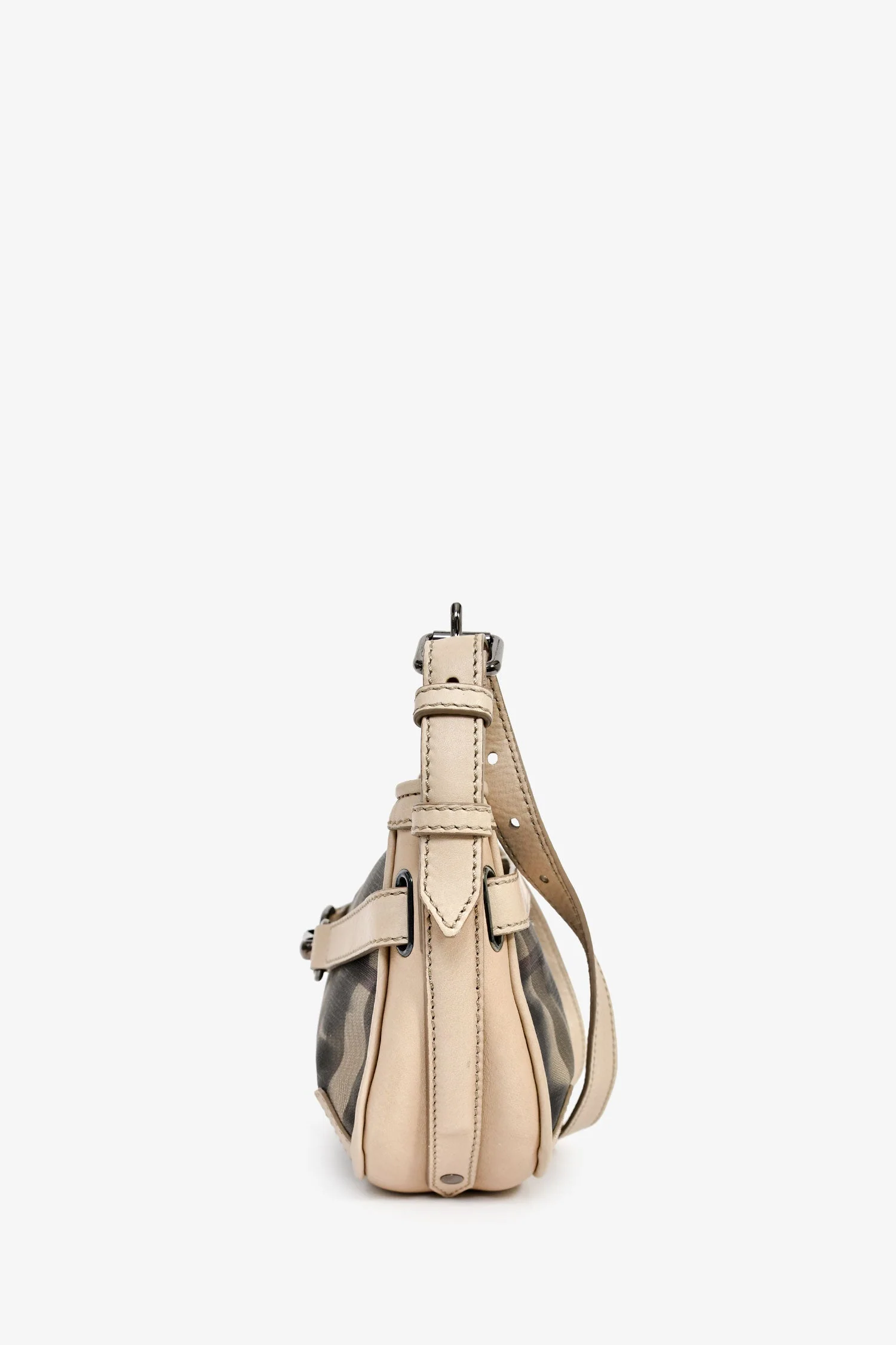 Burberry Beige/Black Leather/Canvas 'Rocking Horse' Shoulder Bag - Image 4