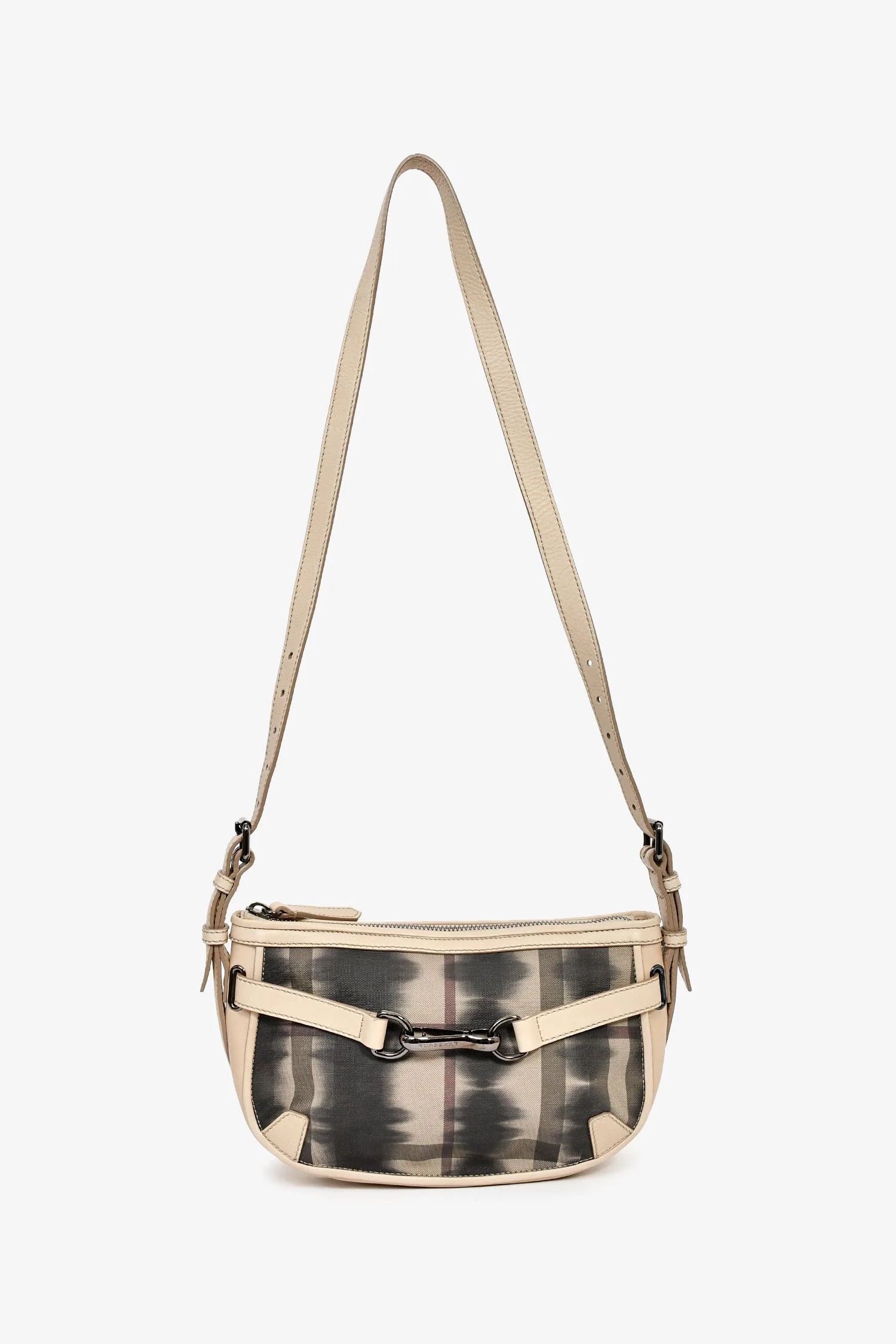 Burberry Beige/Black Leather/Canvas 'Rocking Horse' Shoulder Bag - Image 7