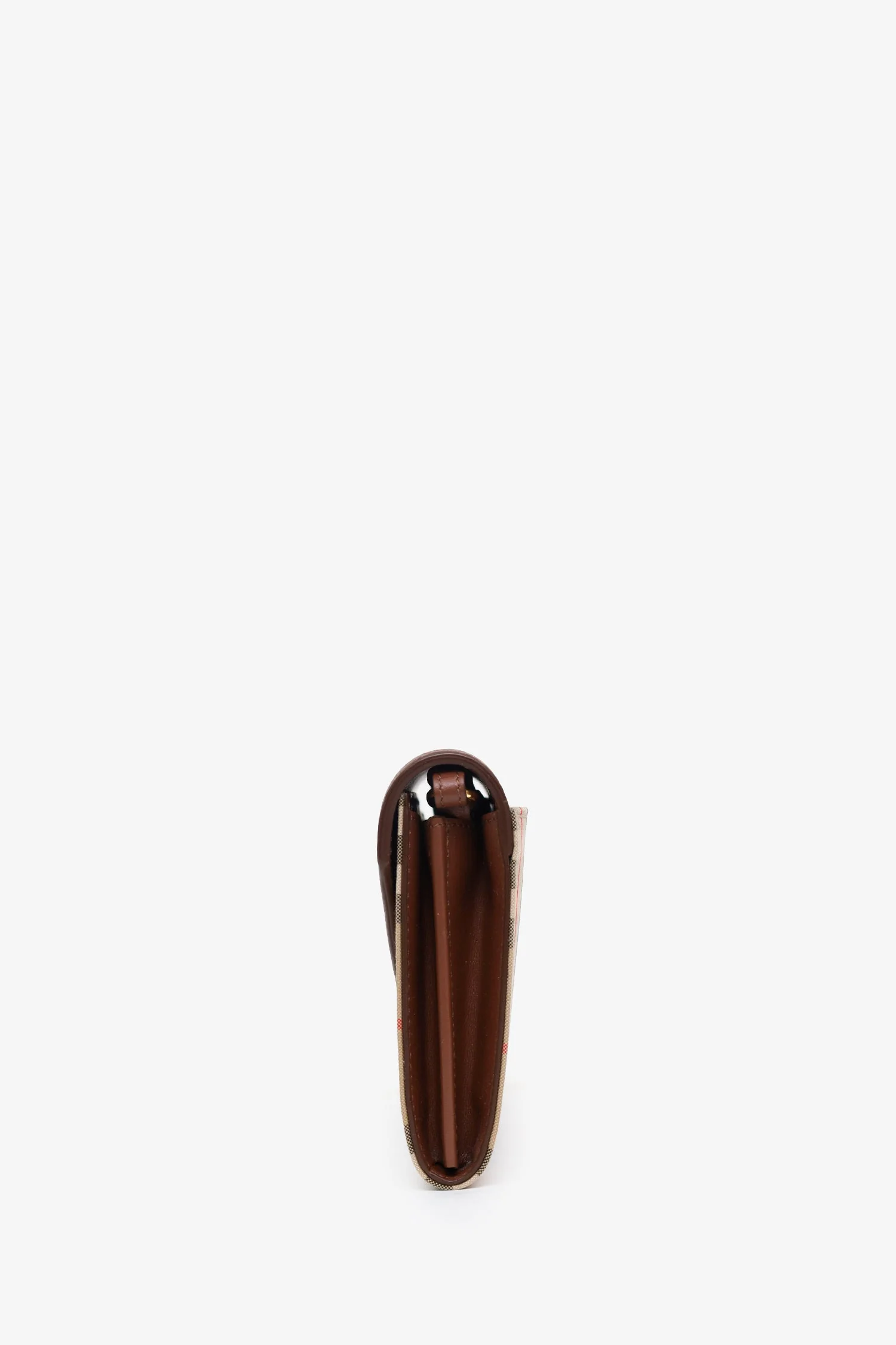 Burberry Beige/Brown House Check Hannah Envelope Wallet On Strap - Image 4