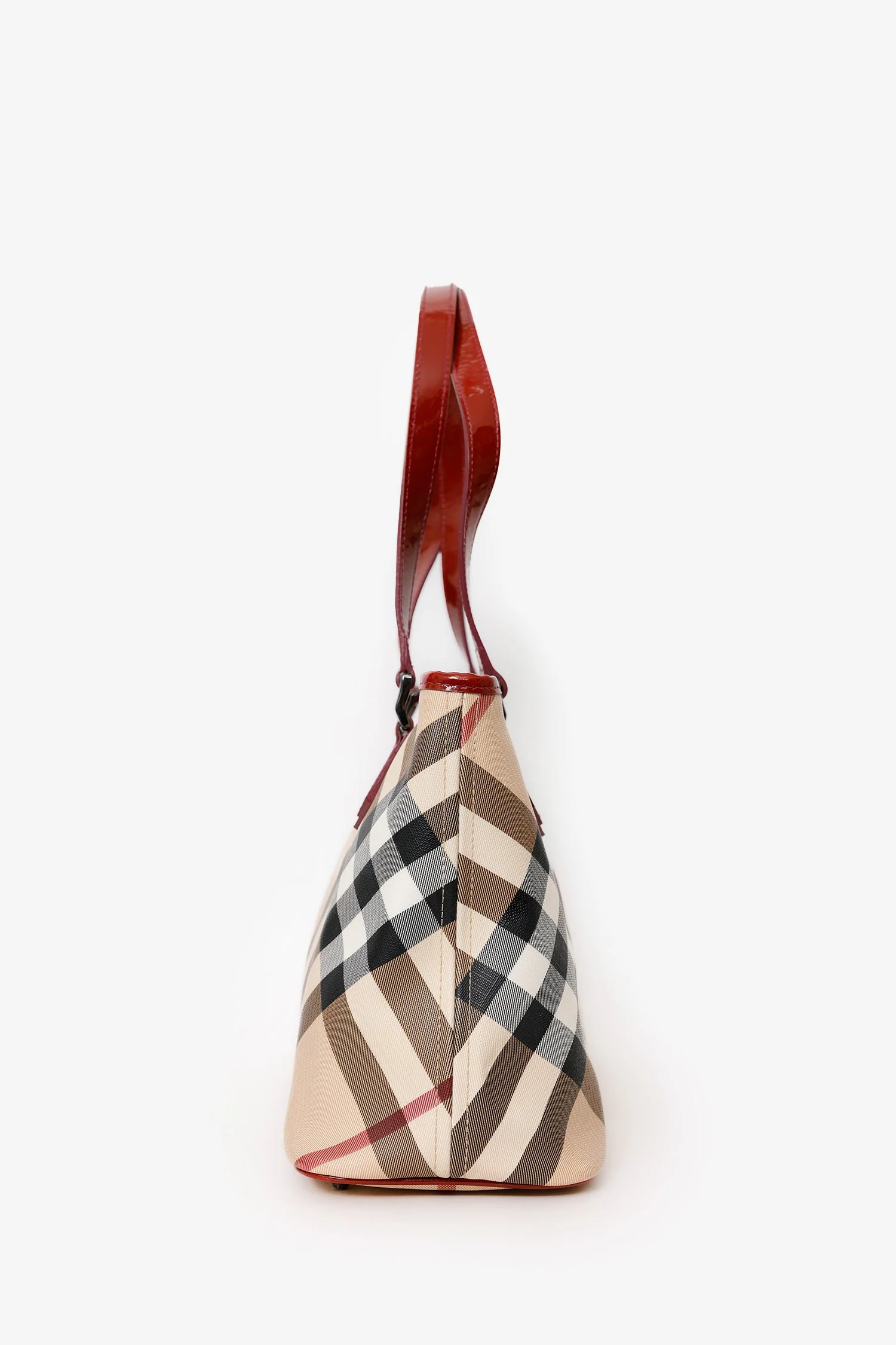 Burberry Beige/Red Coated Canvas Novacheck Top Handle Bag - Image 3