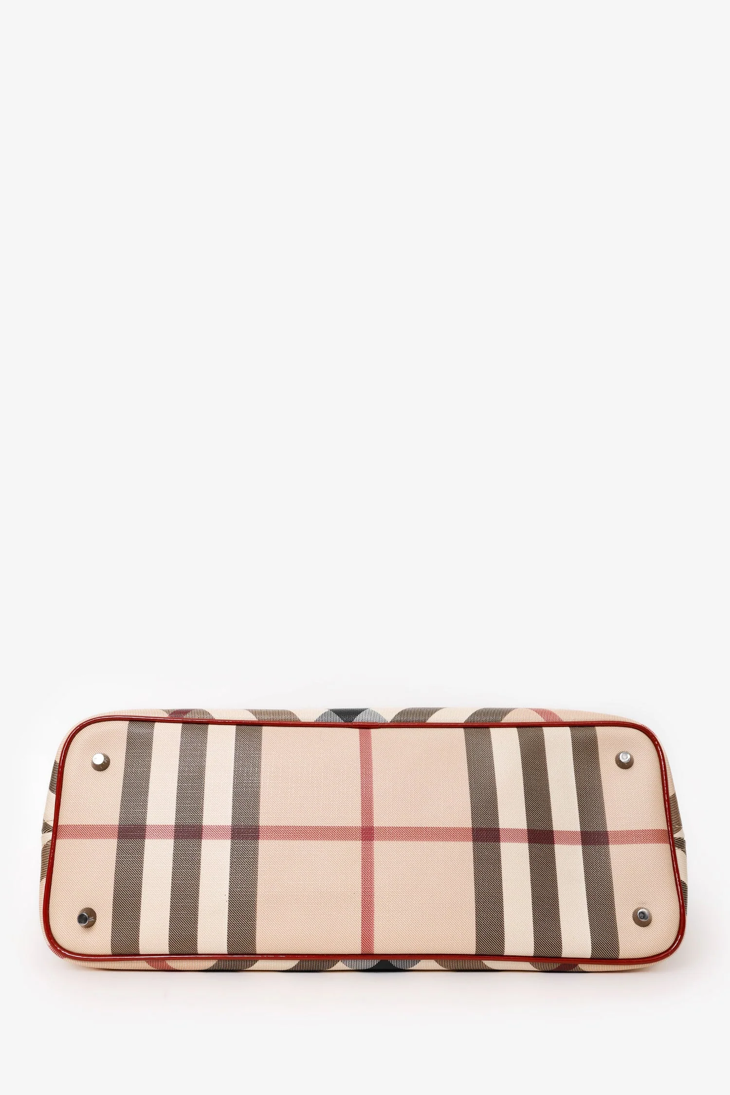 Burberry Beige/Red Coated Canvas Novacheck Top Handle Bag - Image 5