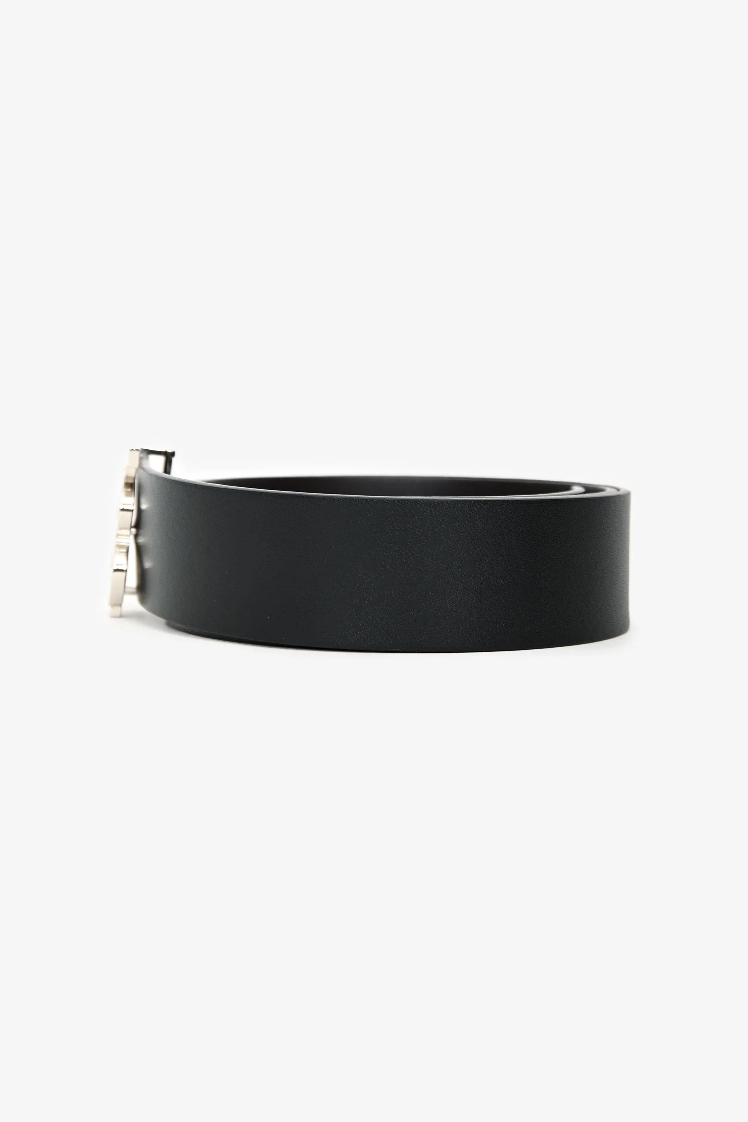 Burberry Black/Brown Reversible Leather Silver Tone 'TB' Buckle Belt Size 34/85 - Image 2