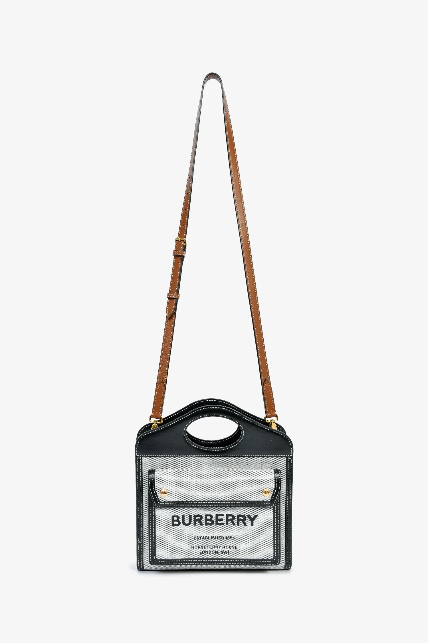Burberry Black Canvas/Leather Mini Pocket Bag - Image 7