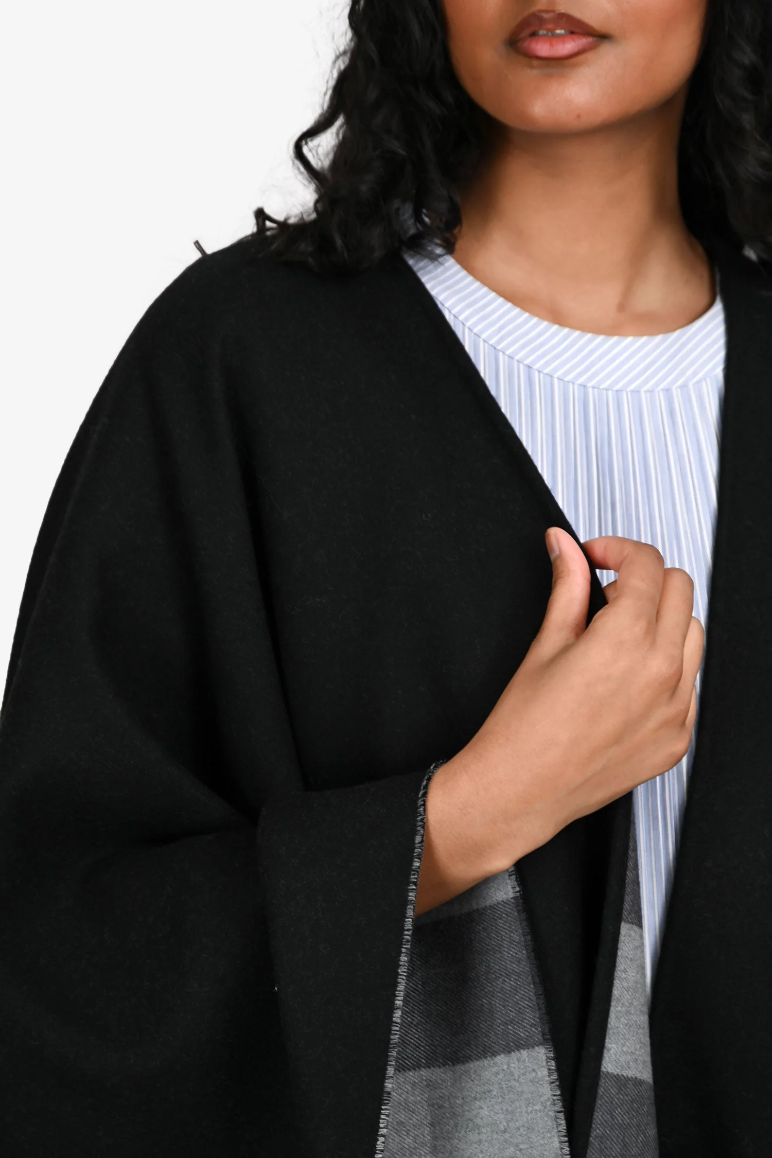 Burberry Black/Grey House Check Wool Shawl - Image 2
