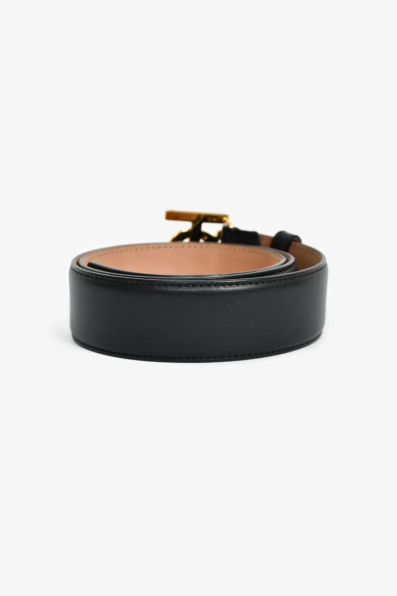 Burberry Black Leather TB Logo Belt Size S - Image 3