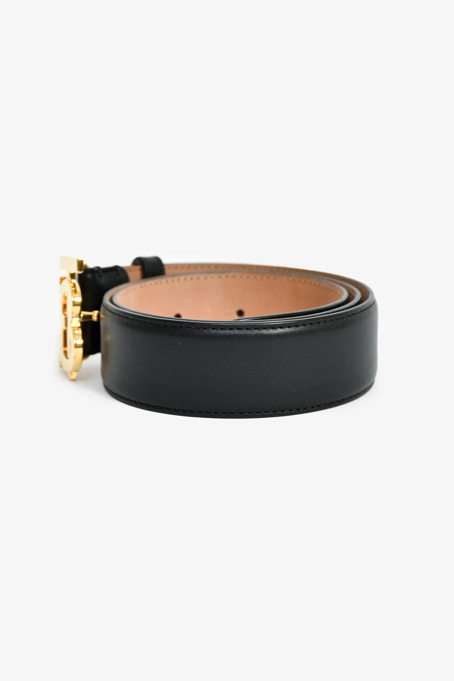 Burberry Black Leather TB Logo Belt Size S - Image 4