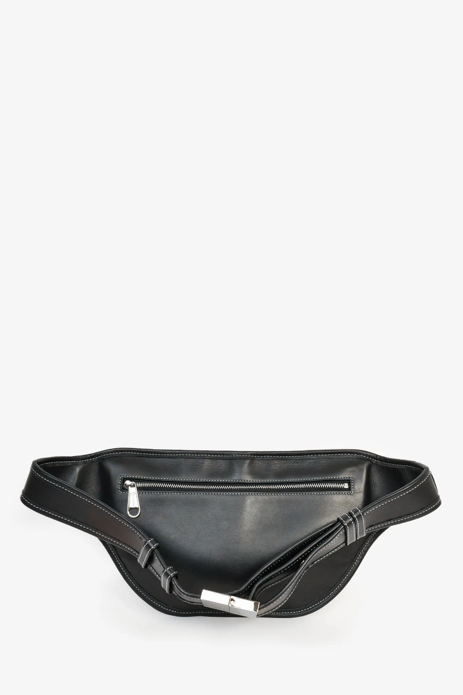 Burberry Black Leather White Contrast Stitch 'Brummell' Belt Bag - Image 2