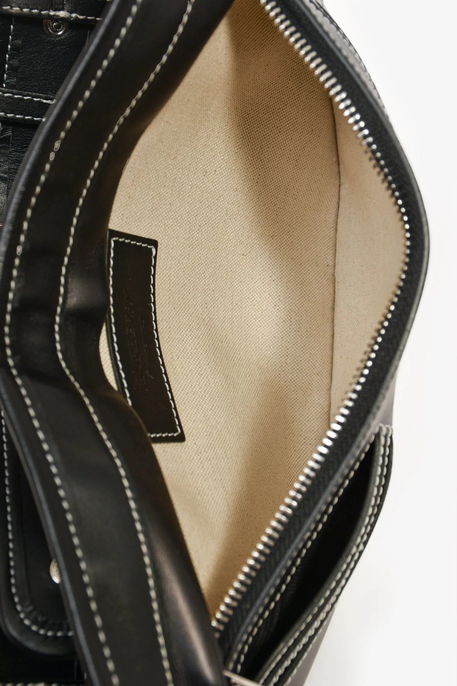 Burberry Black Leather White Contrast Stitch 'Brummell' Belt Bag - Image 3