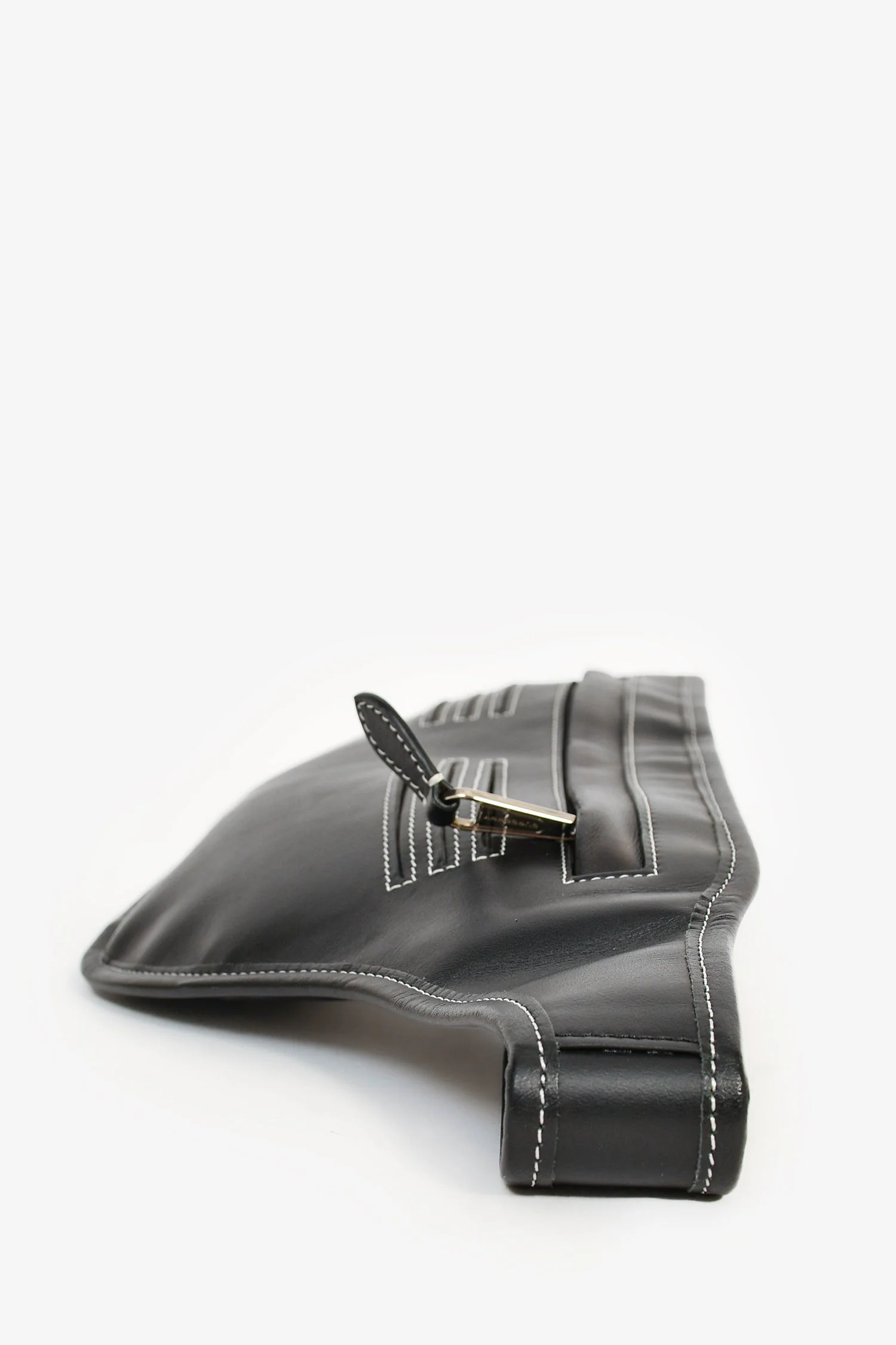 Burberry Black Leather White Contrast Stitch 'Brummell' Belt Bag - Image 4