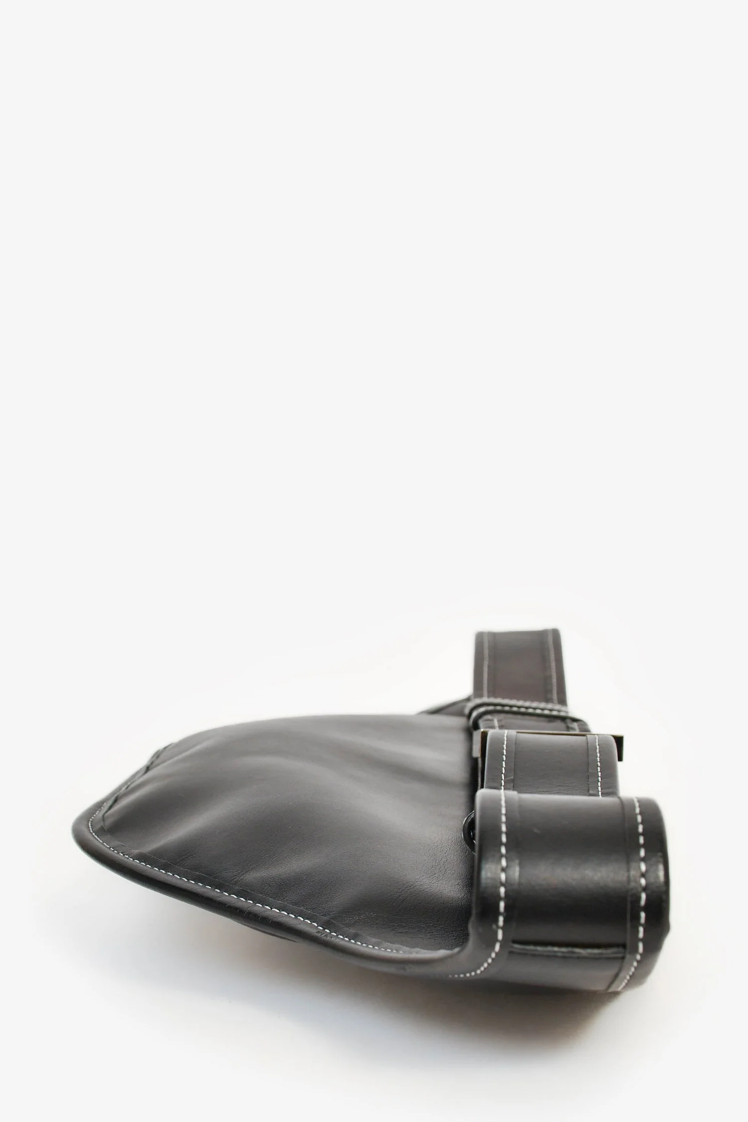 Burberry Black Leather White Contrast Stitch 'Brummell' Belt Bag - Image 5