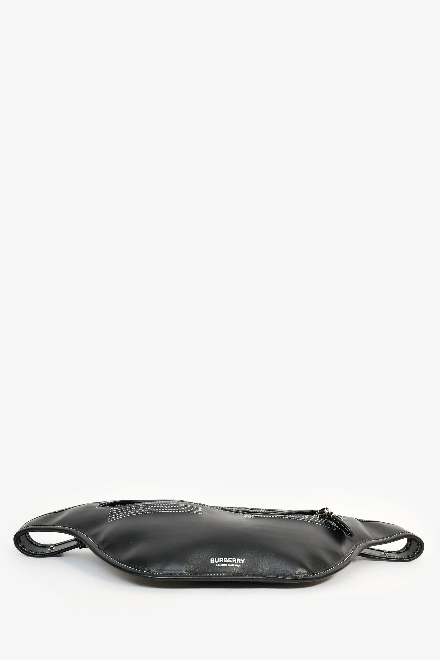 Burberry Black Leather White Contrast Stitch 'Brummell' Belt Bag - Image 6