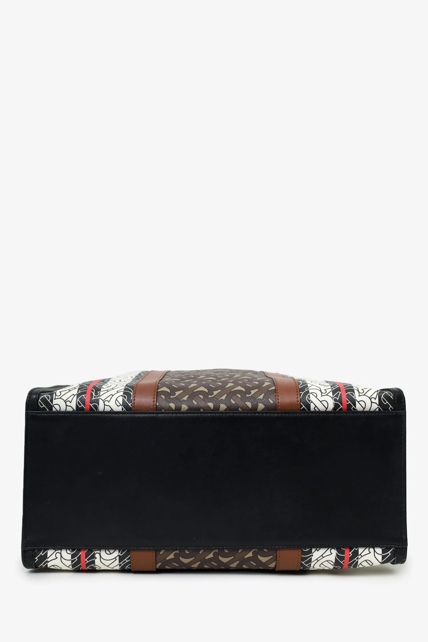 Burberry Bridle Brown TB Monogram Canvas Stripe Vertical Tote - Image 5