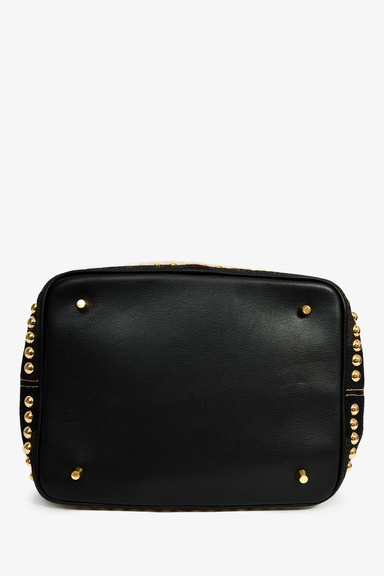 Burberry Brown/Black Linen/Leather Novacheck Studded Hobo Bag - Image 5
