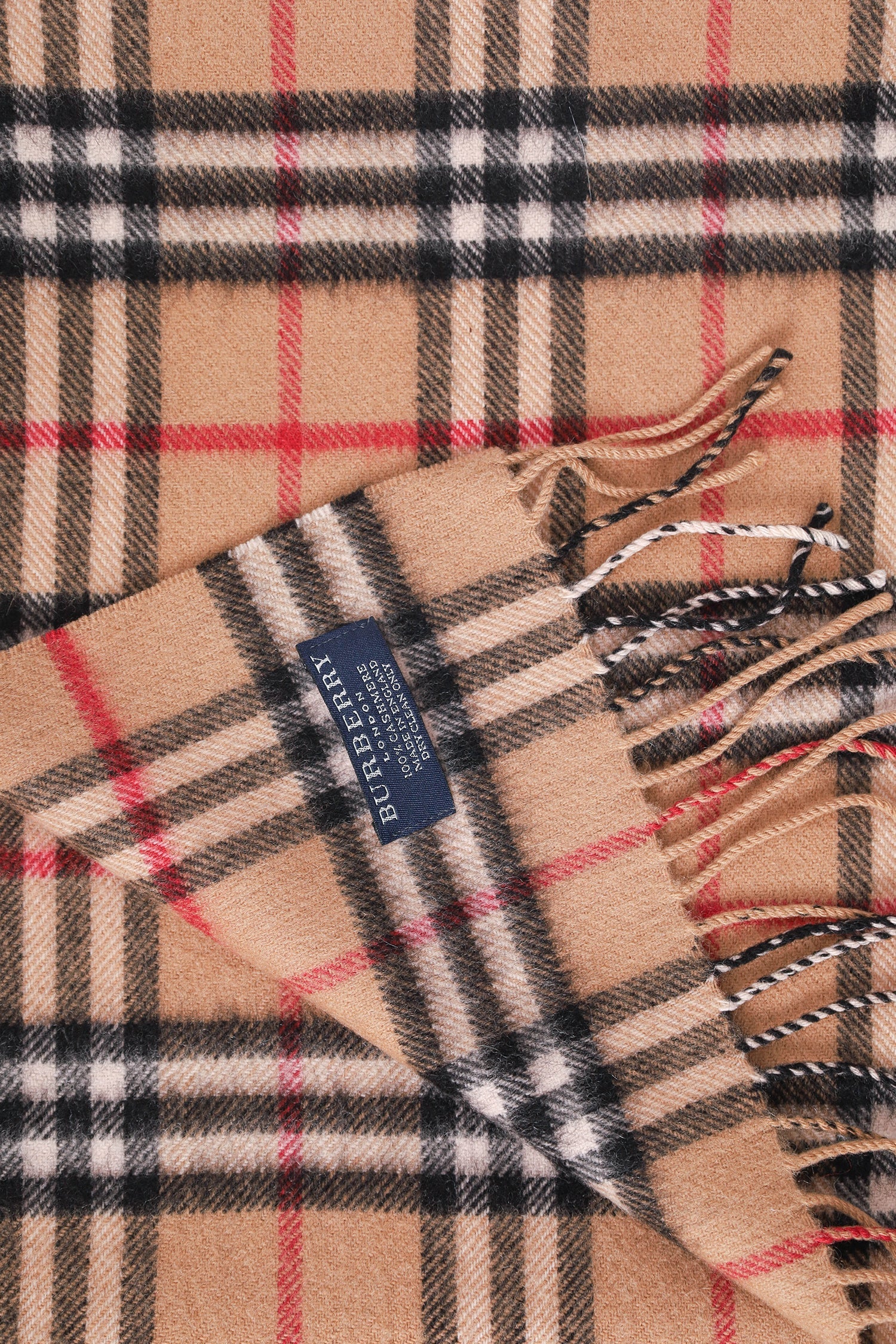 Burberry Brown Cashmere Nova Check Fringe Scarf - Image 2