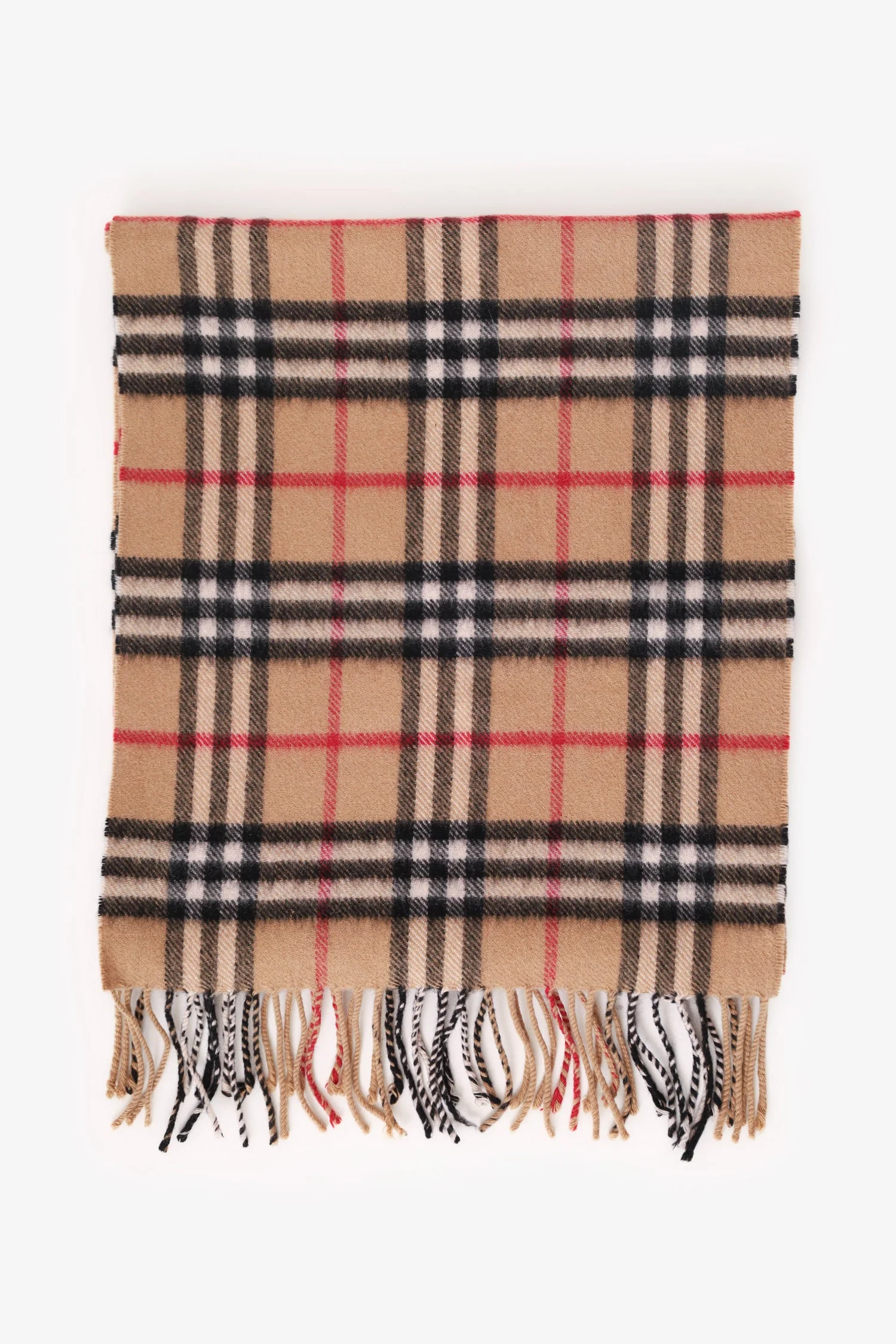 Burberry Brown Cashmere Nova Check Fringe Scarf - Image 3