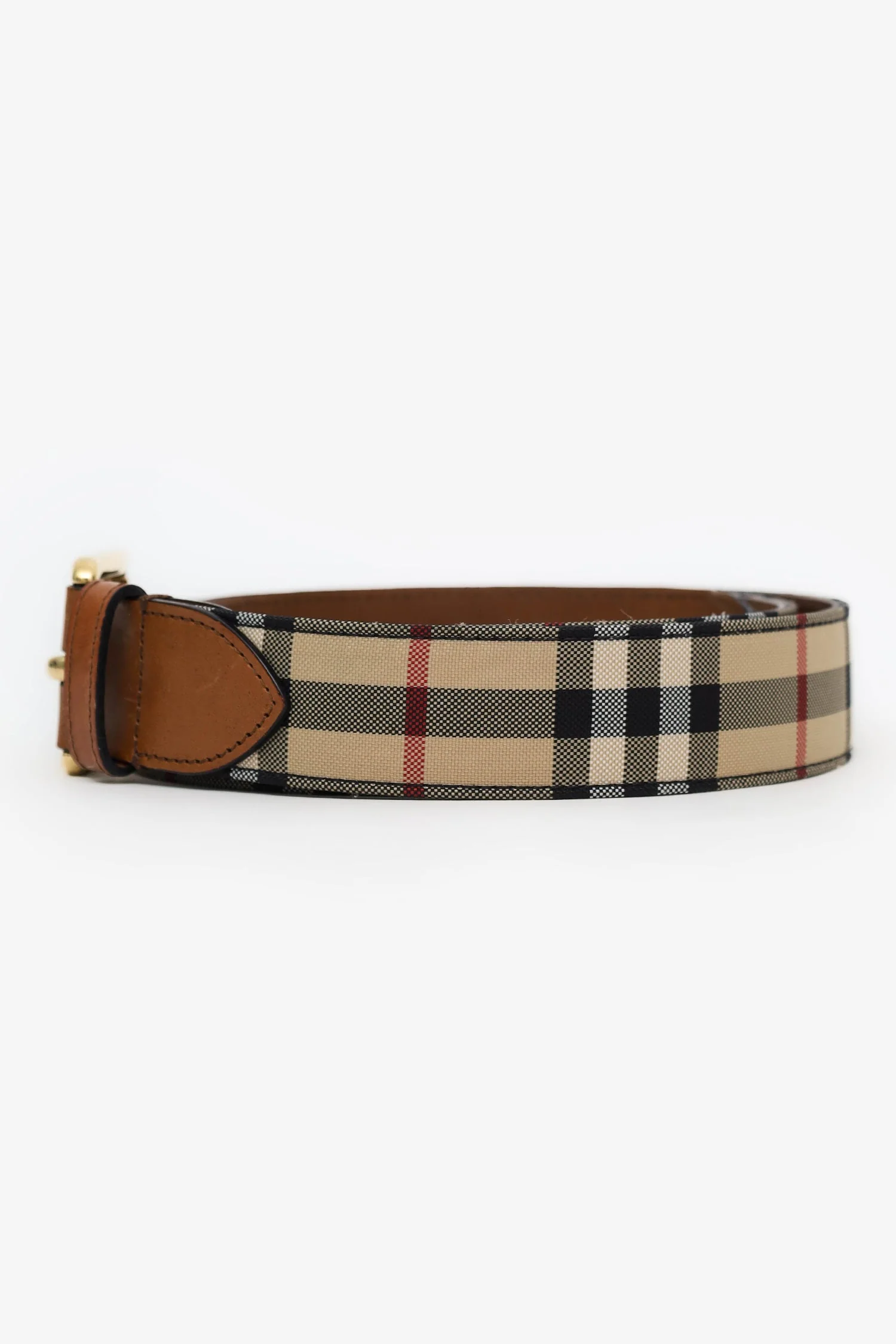 Burberry Brown Checked Pattern Buckle Belt - Image 2