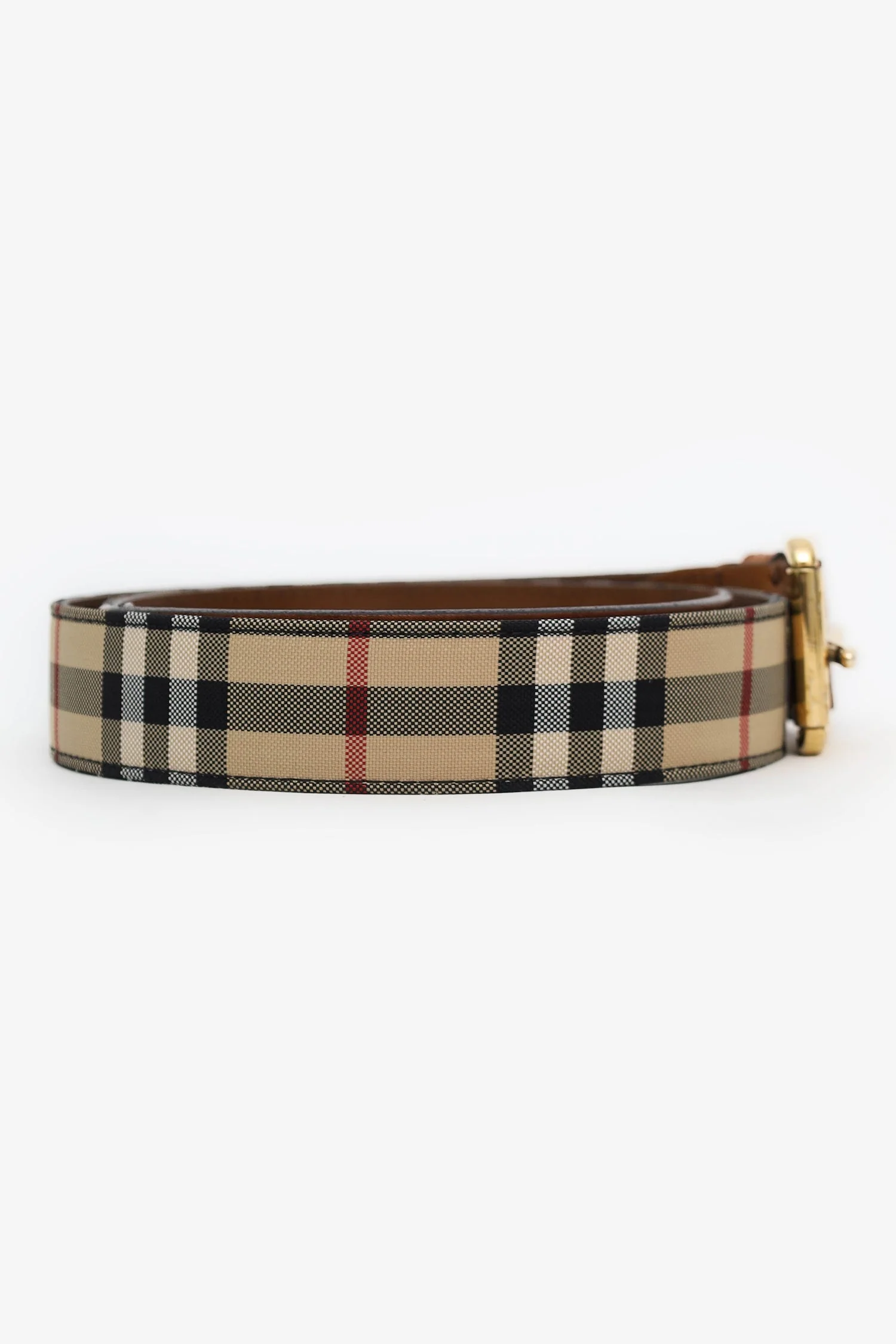 Burberry Brown Checked Pattern Buckle Belt - Image 4